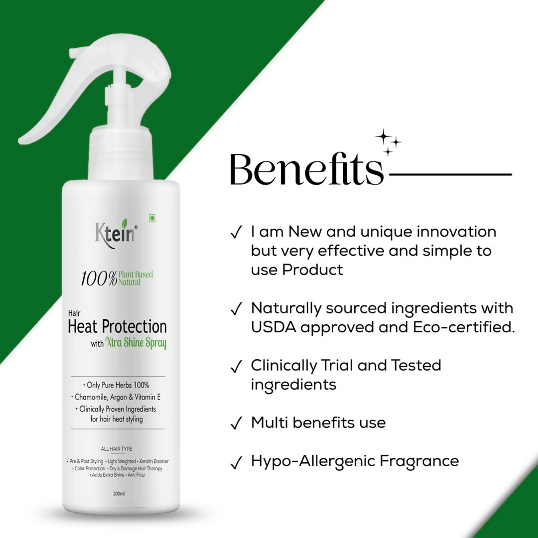 ktein 100% Plant Based Natural Hair Heat Protection with Xtra Shine Spray Hair Spray