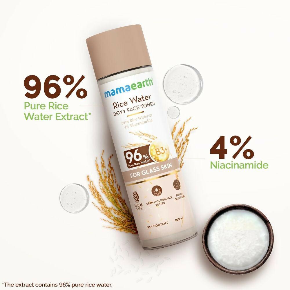 Mamaearth Rice Water Dewy Face Toner with 96% Pure Rice Water Extract & 4% Niacinamide for Glass Skin