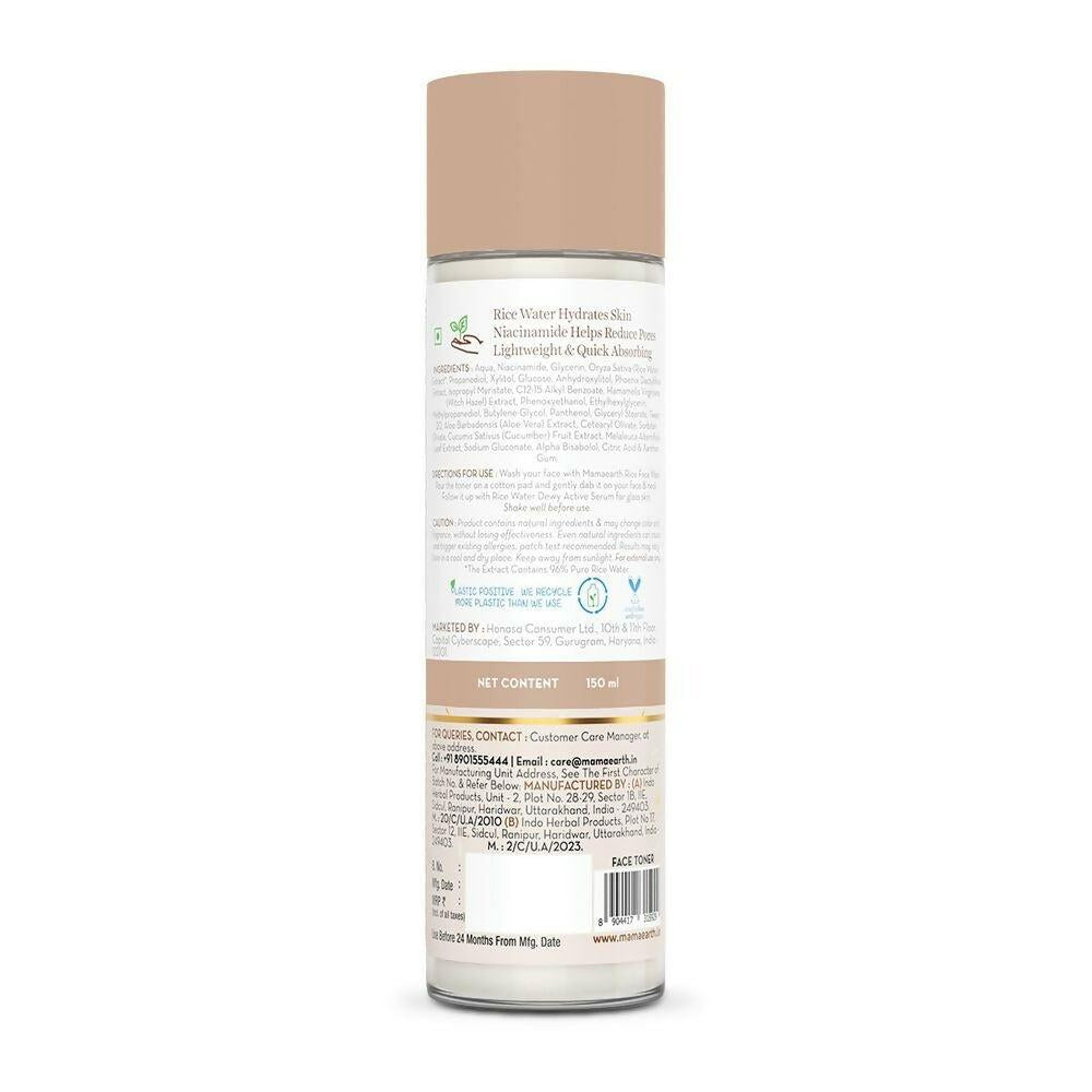 Mamaearth Rice Water Dewy Face Toner with 96% Pure Rice Water Extract & 4% Niacinamide for Glass Skin