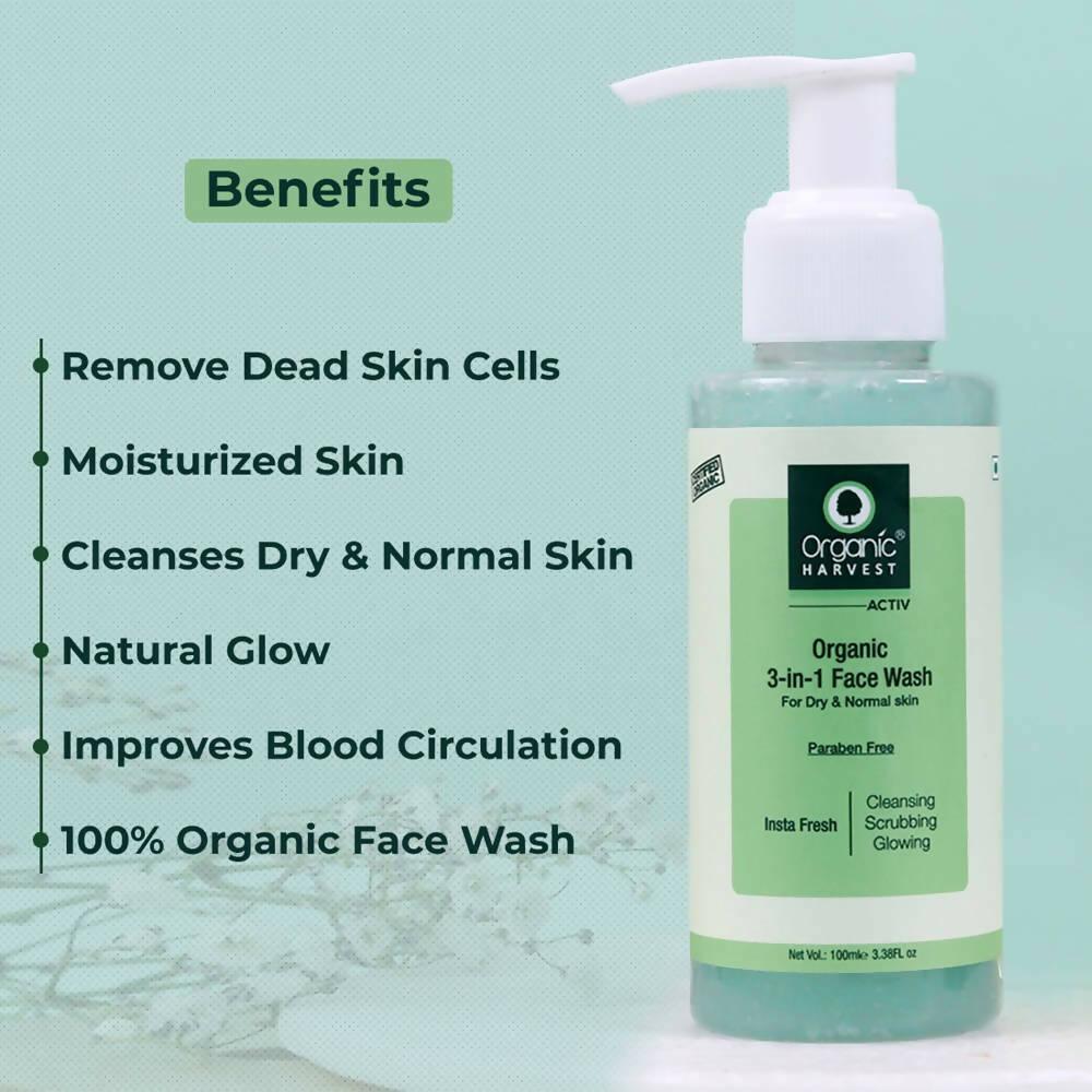 Organic Harvest 3-in-1 Face Wash for Dry and Normal Skin