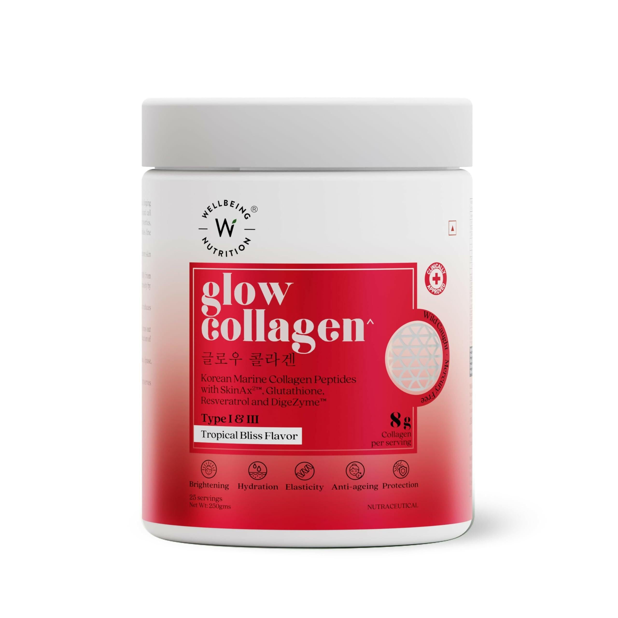 Wellbeing Nutrition Glow Korean Marine Collagen Peptides Tropical Bliss Flavor & Unflavored Combo