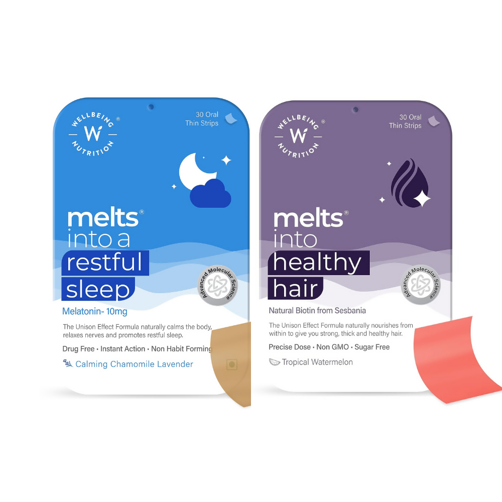 Wellbeing Nutrition Melts Restful Sleep & Healthy Hair Strips Combo