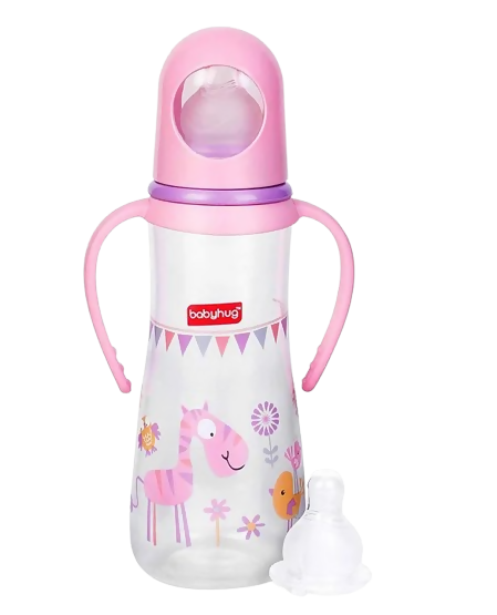 Babyhug Bubble Anti-Colic Sterilizable Feeding Bottle With Handles Pink
