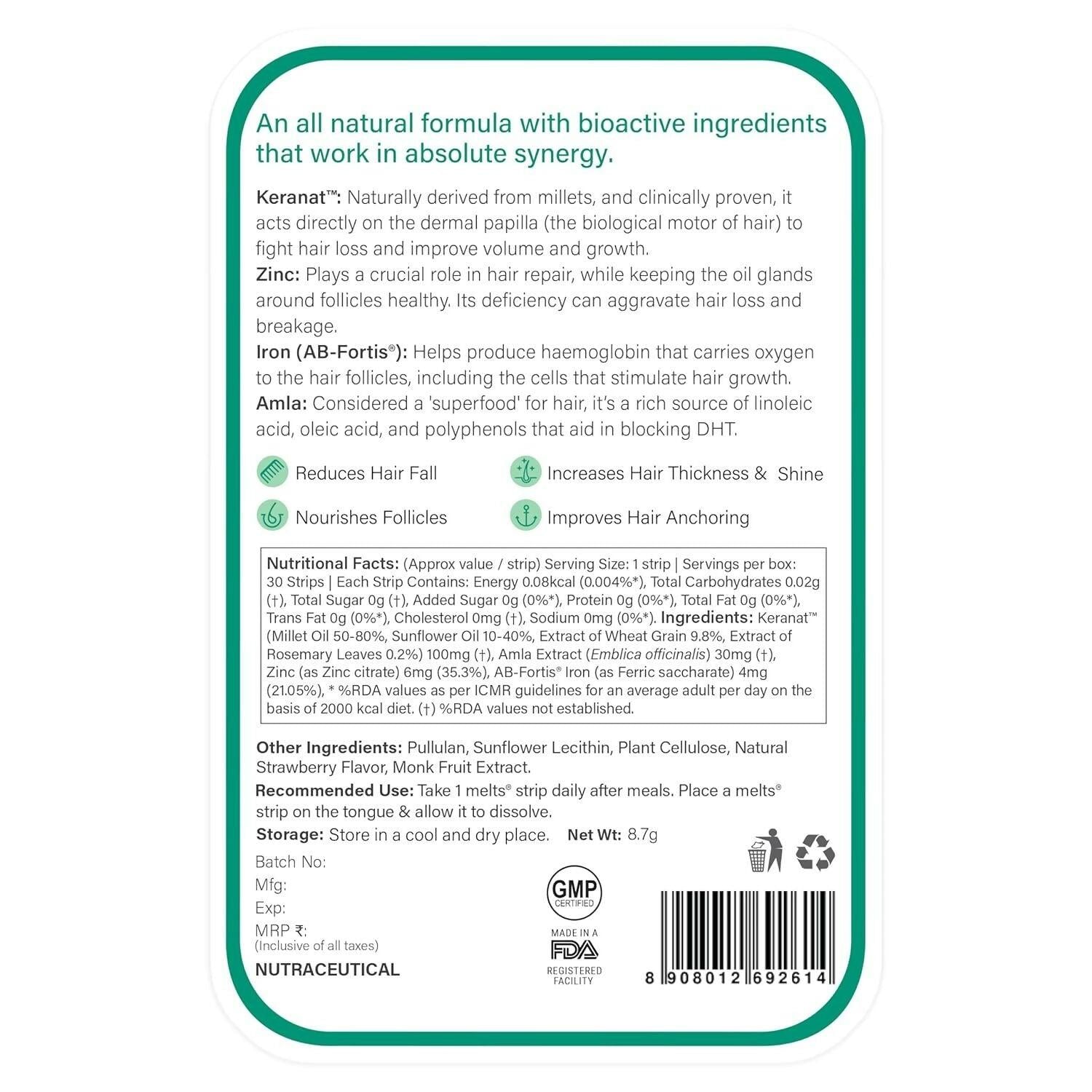 Wellbeing Nutrition Melts Healthy Hair & Hair Fall Control Strips Combo