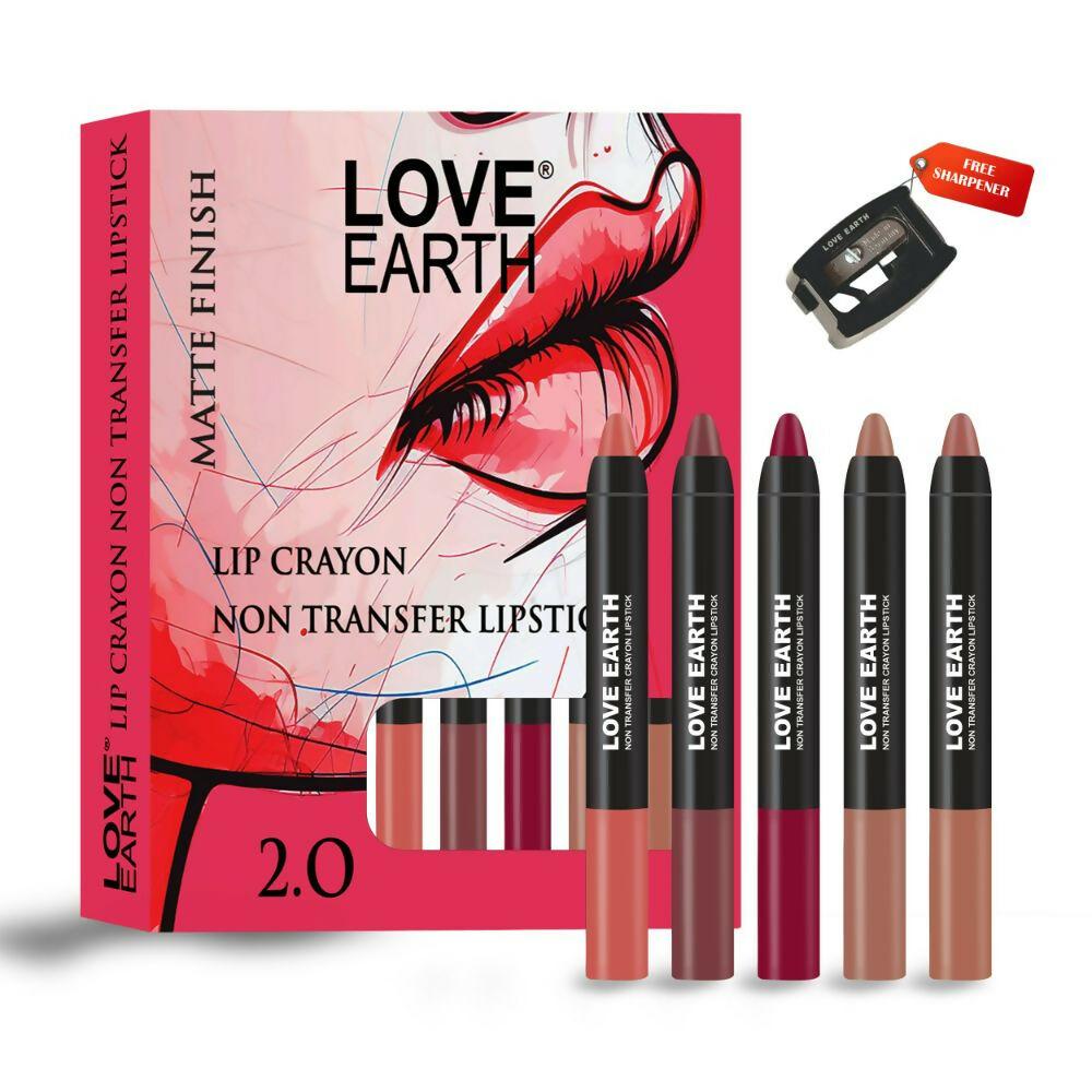 Love Earth Lip Crayon Non-Transfer Lipstick 2.O And Sharpener