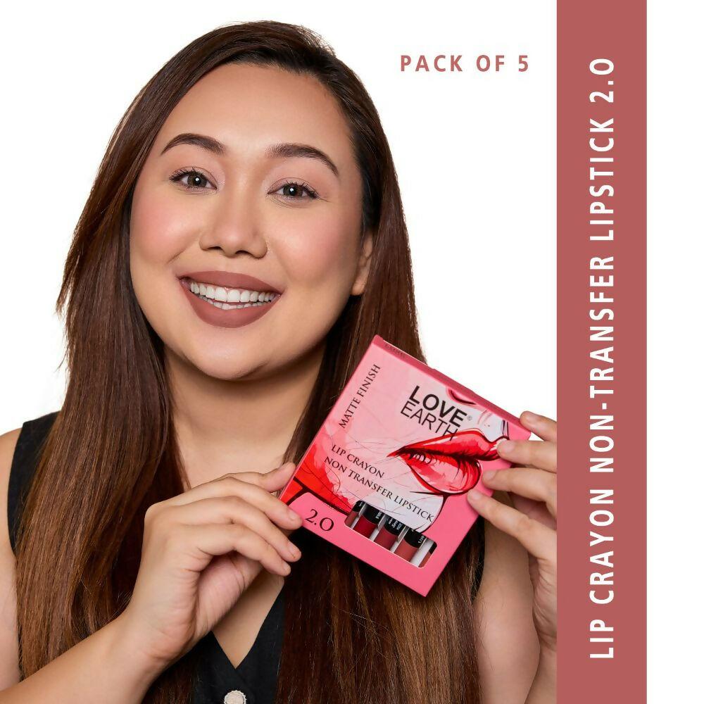 Love Earth Lip Crayon Non-Transfer Lipstick 2.O And Sharpener