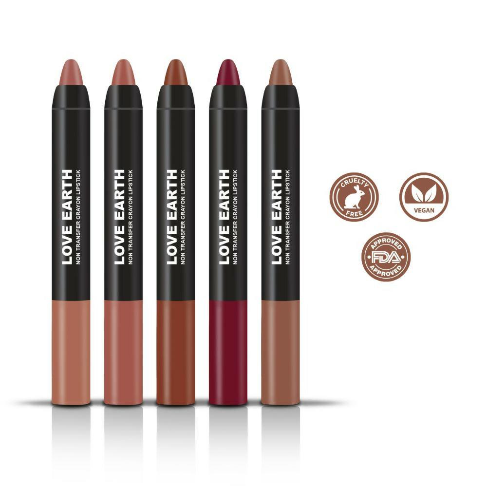 Love Earth Lip Crayon Non-Transfer Lipstick 1.O And Sharpener