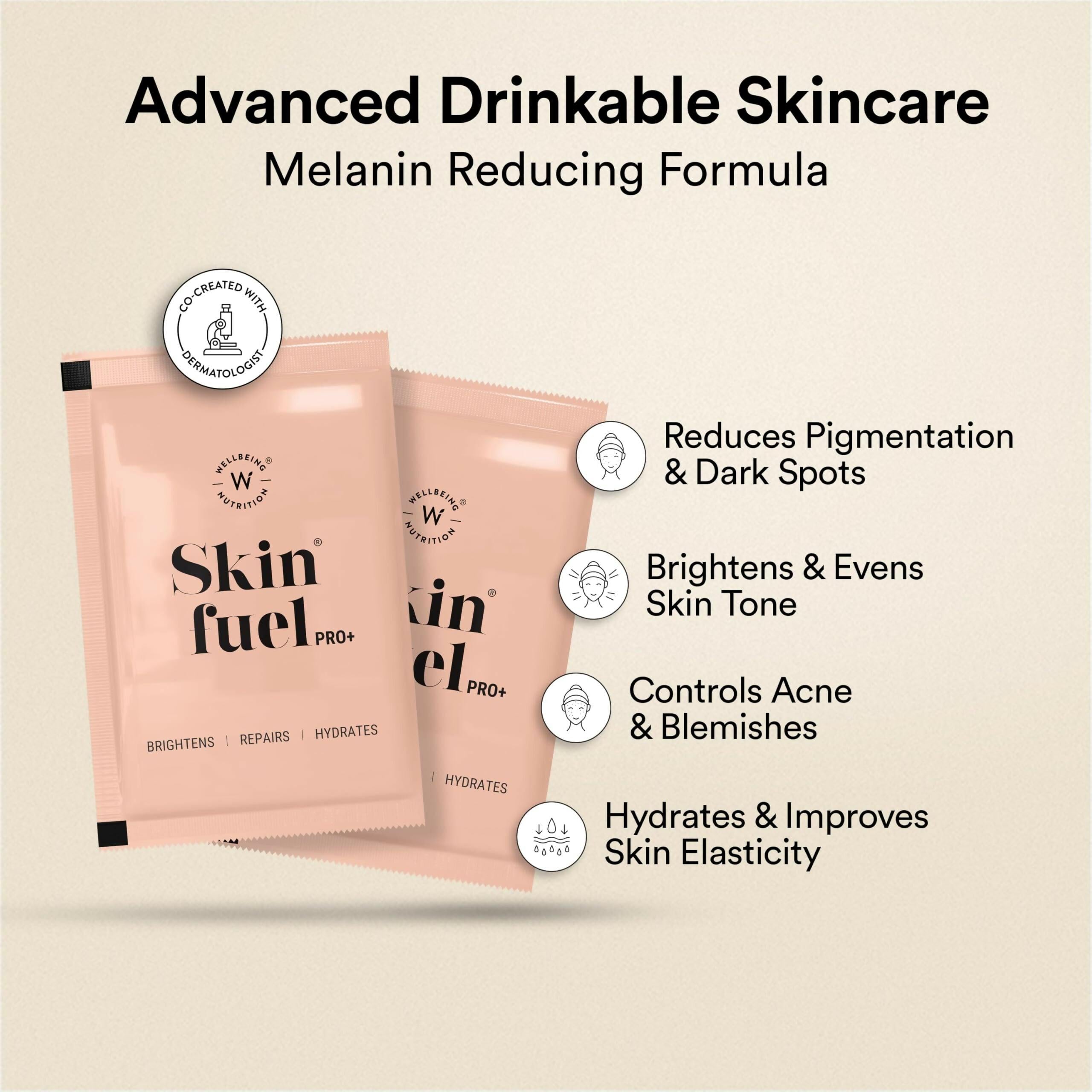 Wellbeing Nutrition Skin Fuel Pro+ - Valencia Orange Flavour, Reduced Pigmentation & Dark Spots, Brightens Skin Tone, Anti-aging