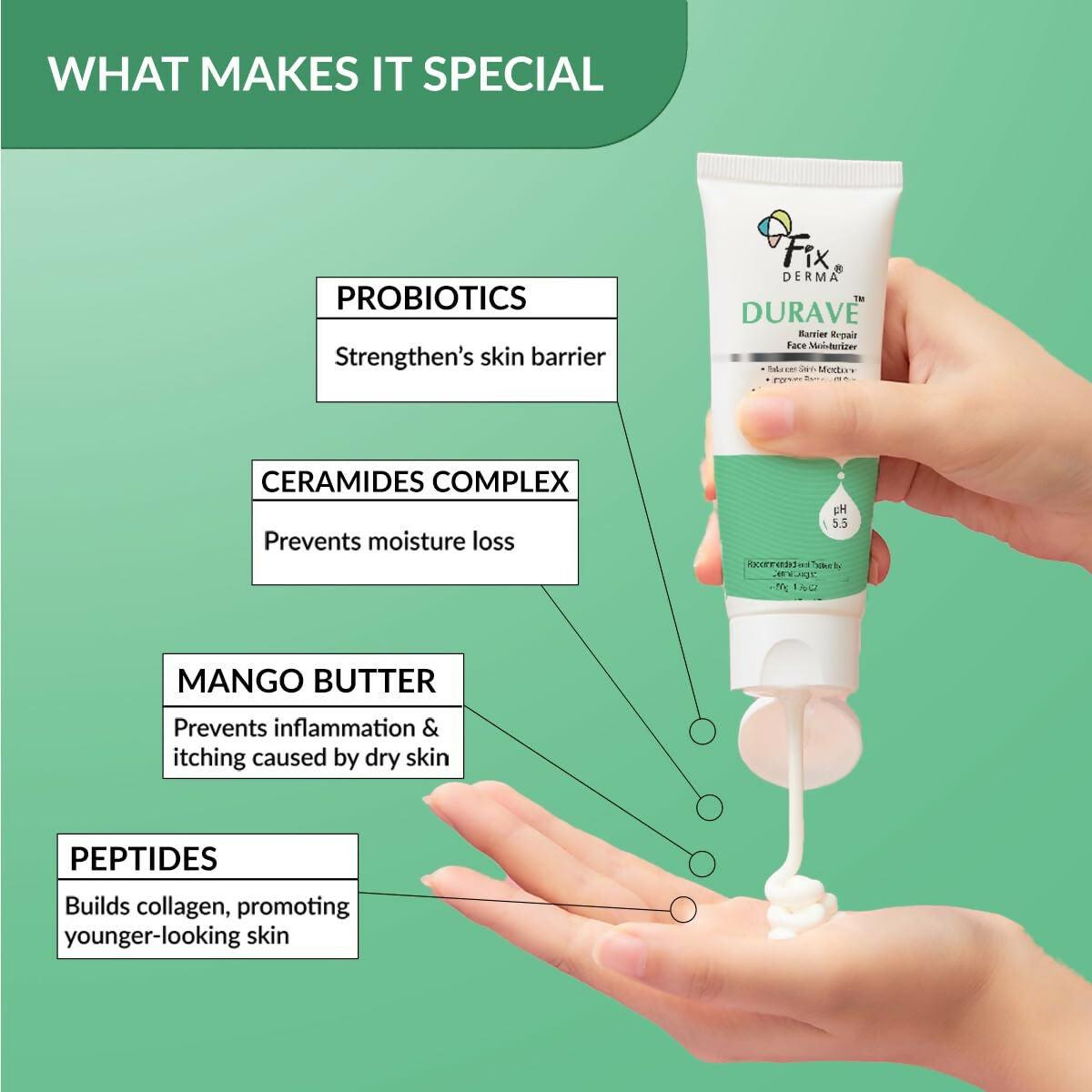 Fixderma Durave Ceramide Moisturizer For Face with Peptide & Mango Butter