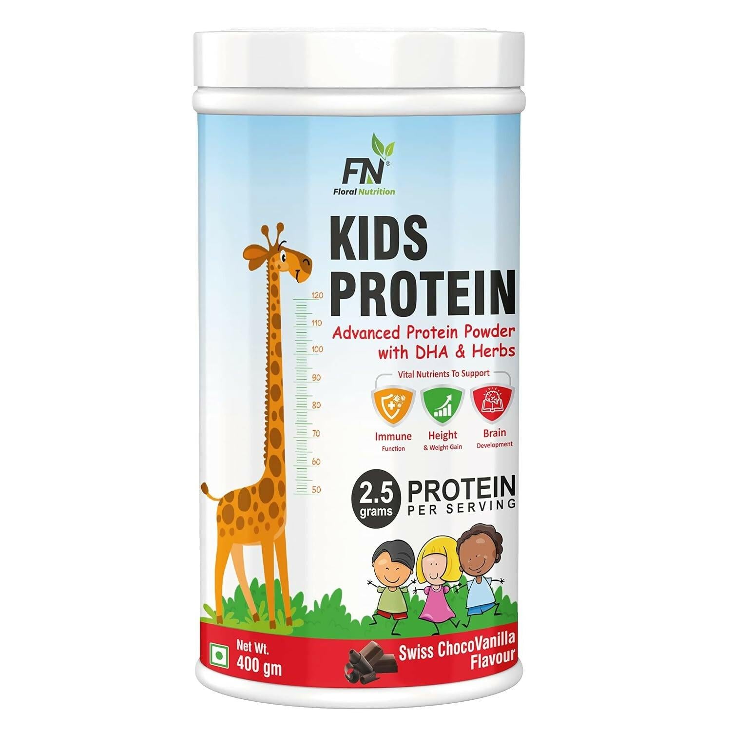 Floral Nutrition Kids Protein for Kids with DHA, Vitamin-D for Growth, Height, Immunity, Active & Strong