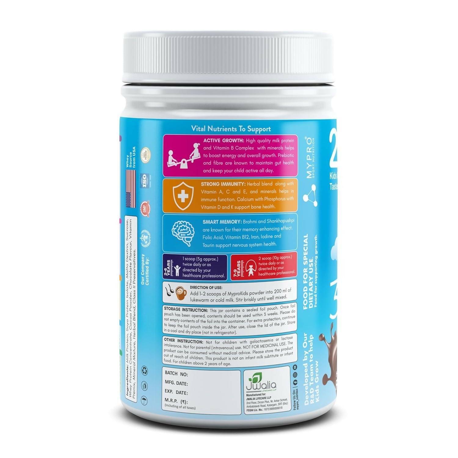 Mypro Sport Nutrition Protein Drink Powder for Kids Grow & Gain, Growing Children - Chocolate Flavor