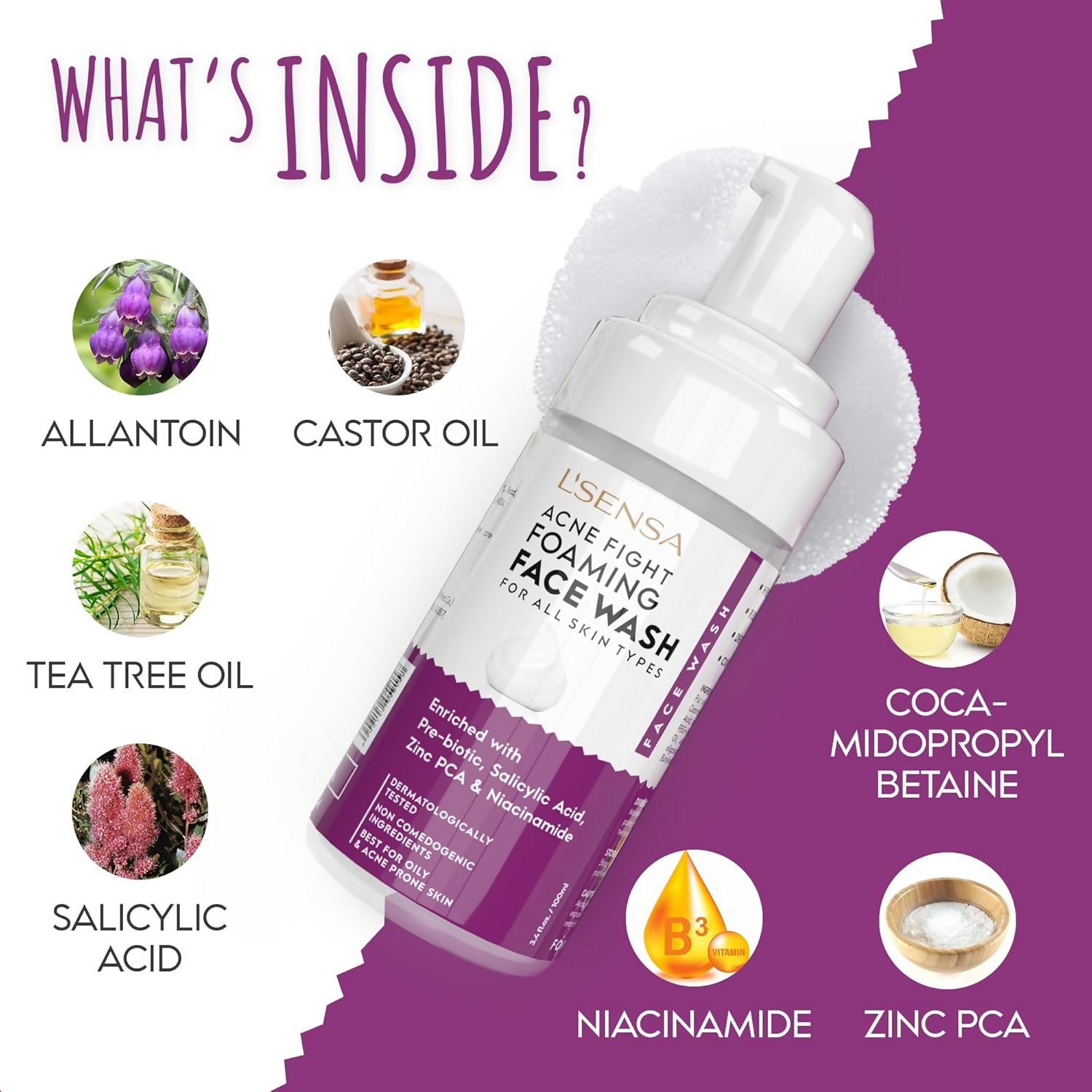 L'Sensa Foaming Face Wash For Acne And Pimples For All Skin Type