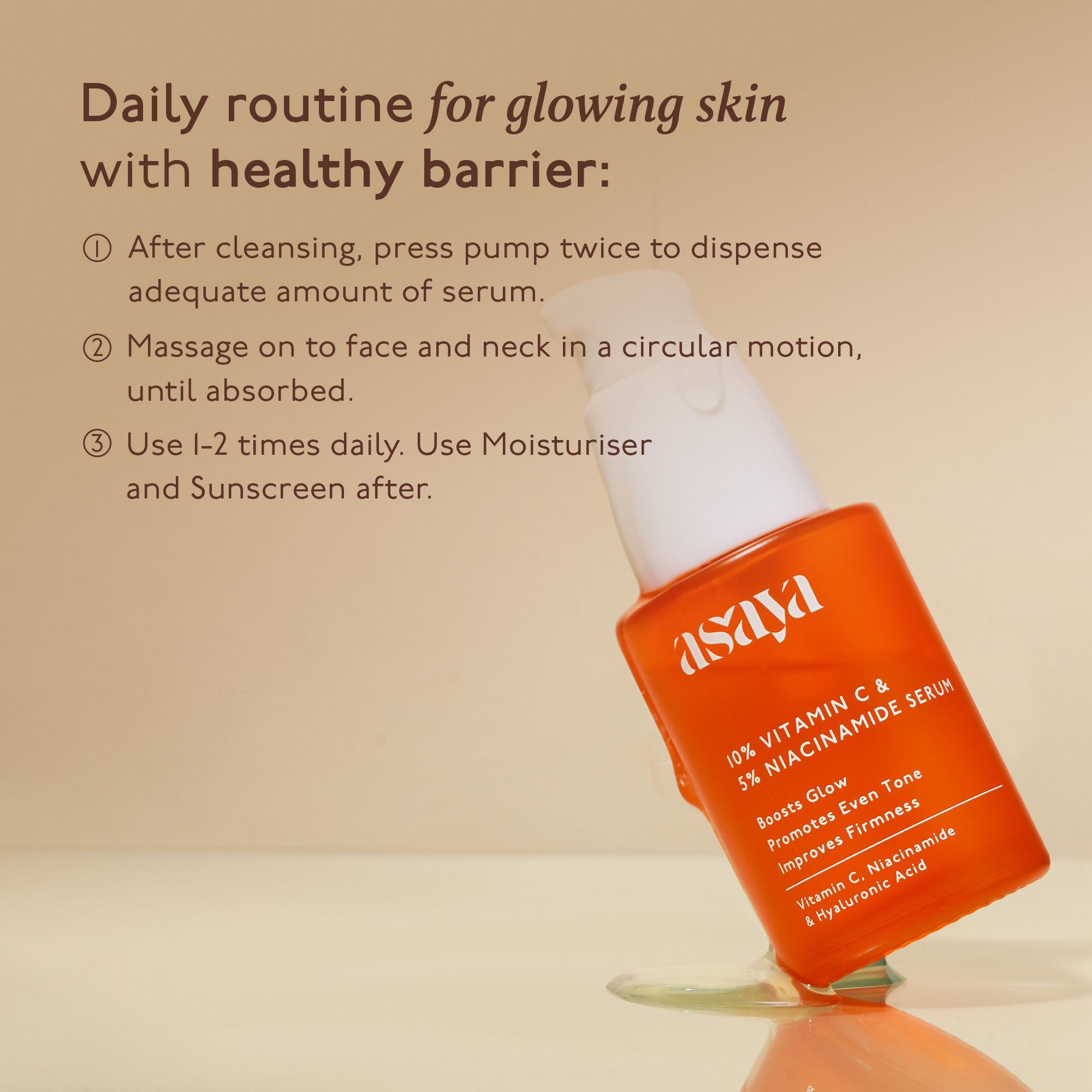 Asaya 10% Vitamin C Serum With 5% Niacinamide & Antioxidant Face Serum For Glowing Skin & Dullness