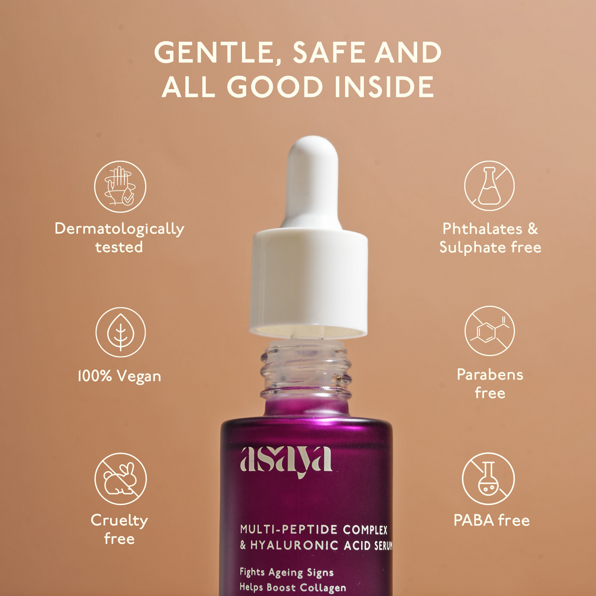 Asaya 5% Multi Peptide Serum With Hyaluronic Acid & Collagen Peptide Face Serum For Anti Ageing