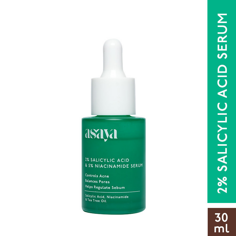 Asaya 2% Salicylic Acid Face Serum For Active Acne & Sebum Control With 5% Niacinamide & Tea Tree Oil