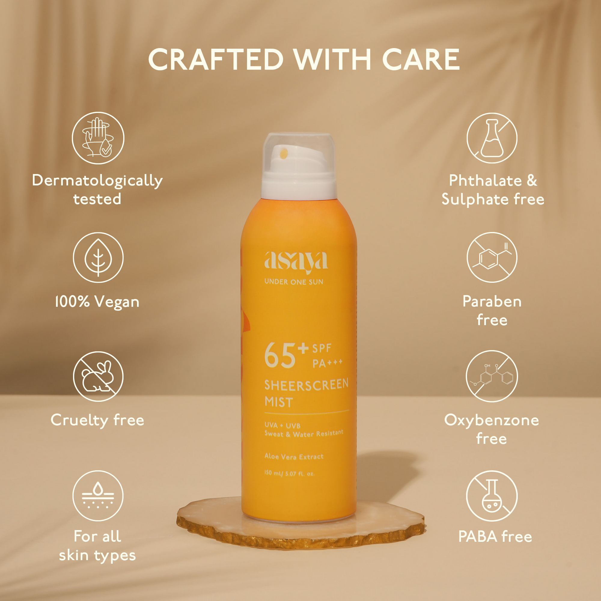 Asaya Broadspectrum Sunscreen Spray SPF 50+, Waterproof Spray Sunscreen For Face & Body