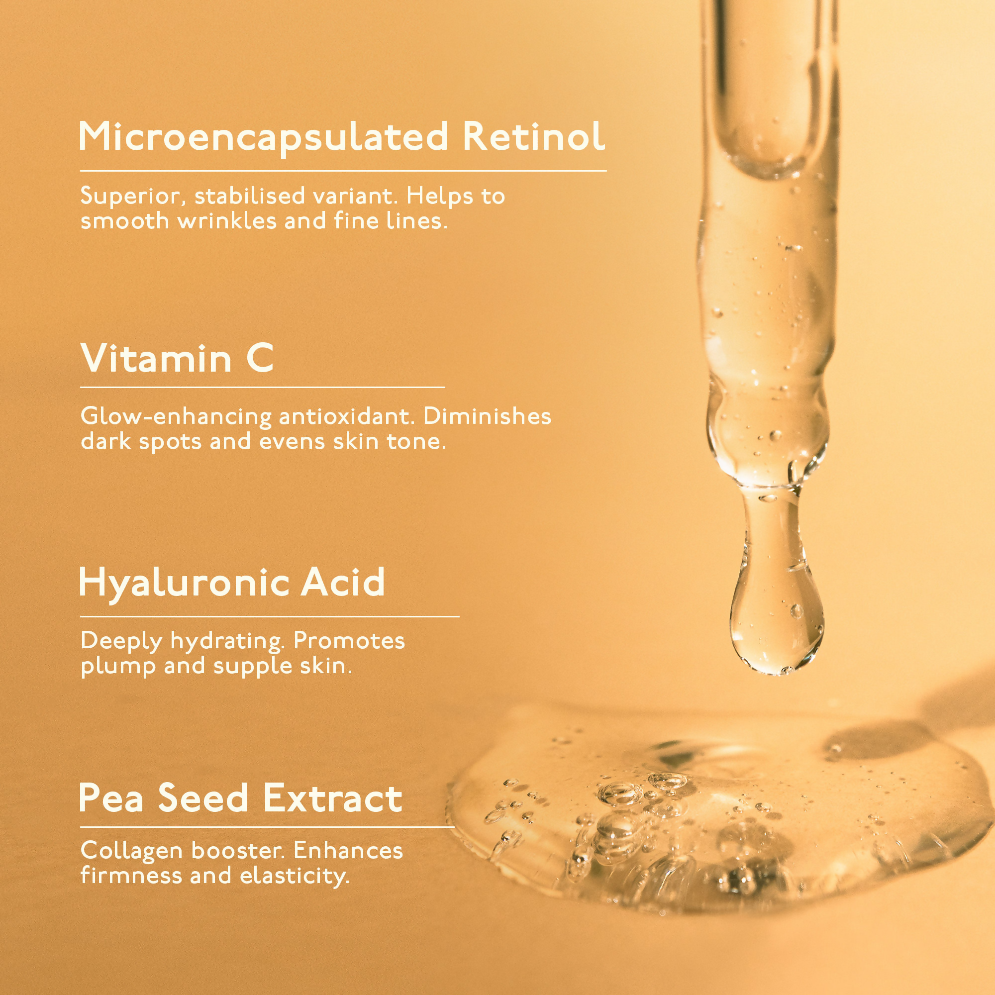 Asaya 0.2% Retinol Peptide Night Serum, Beginner Friendly Anti Aging Face Serum With Vit C