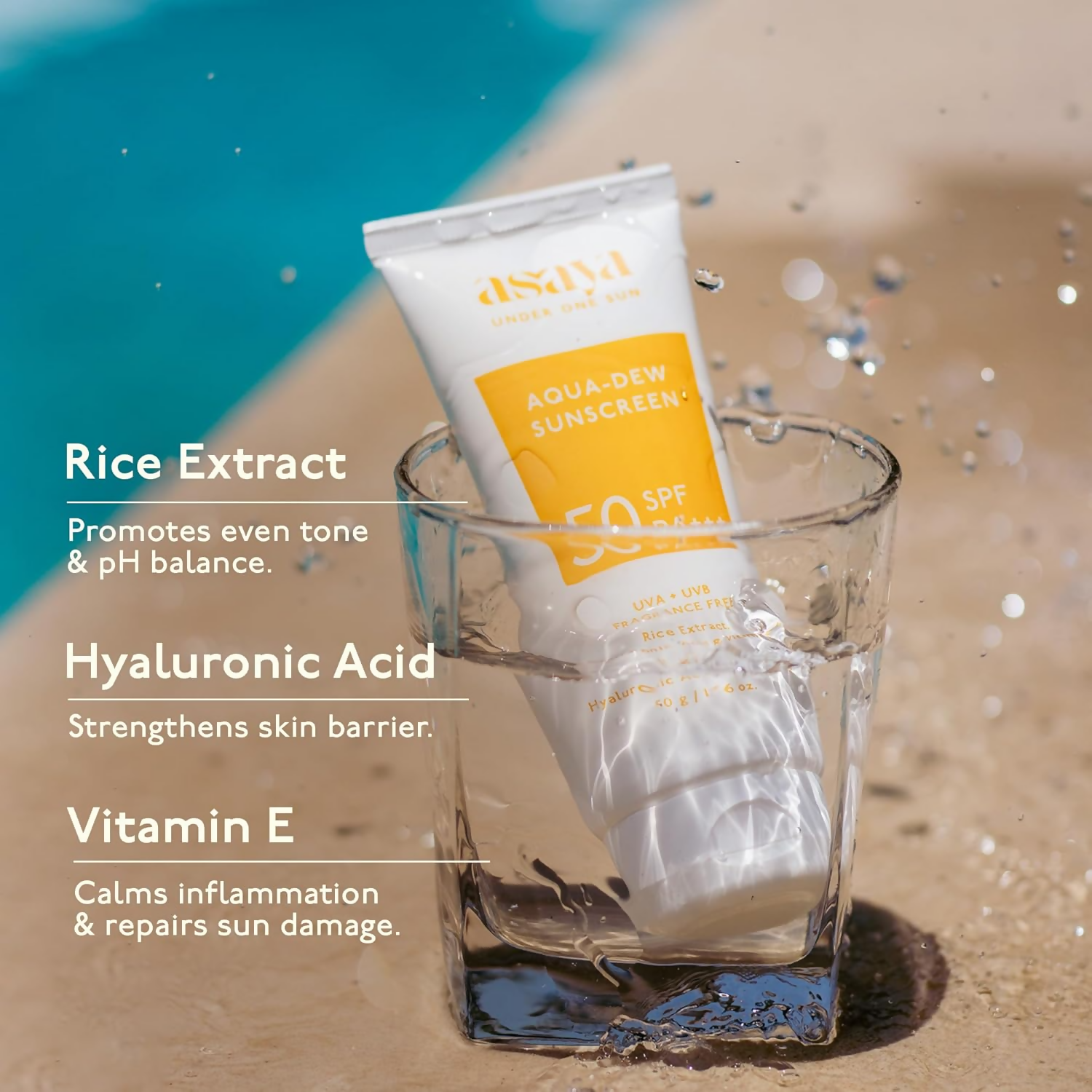 Asaya Aqua Dew Sunscreen SPF 50 PA+++ With Rice Extract For All Skin Types