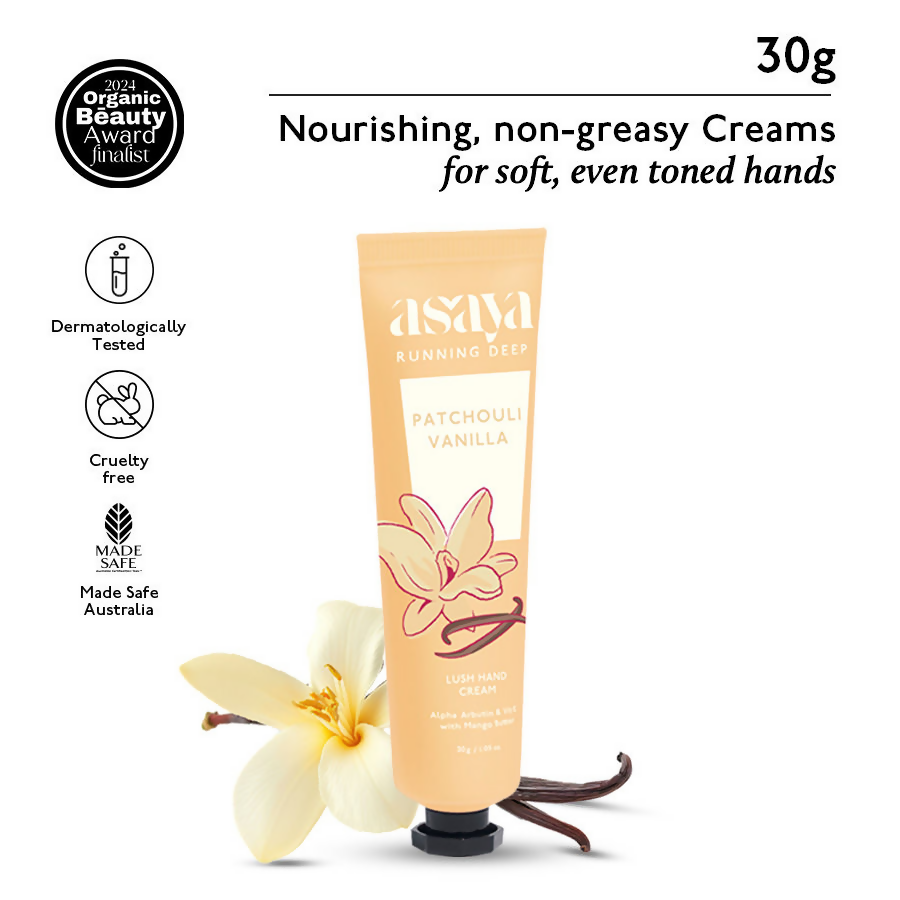 Asaya Patchouli Vanilla Hand Cream Softens Dry, Rough Hands For Men & Women