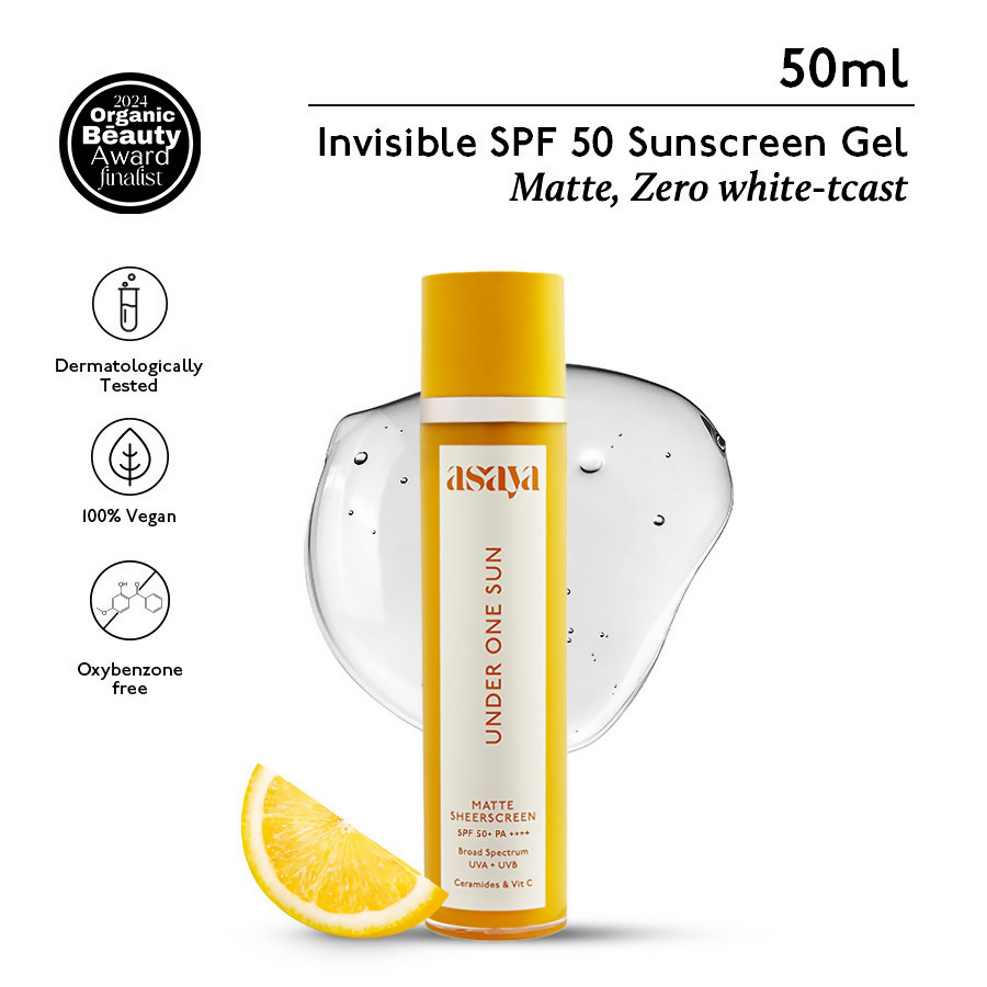 Asaya Vitamin C & Ceramide Sunscreen SPF 50+ PA++++, Invisible Gel Sunscreen For Face