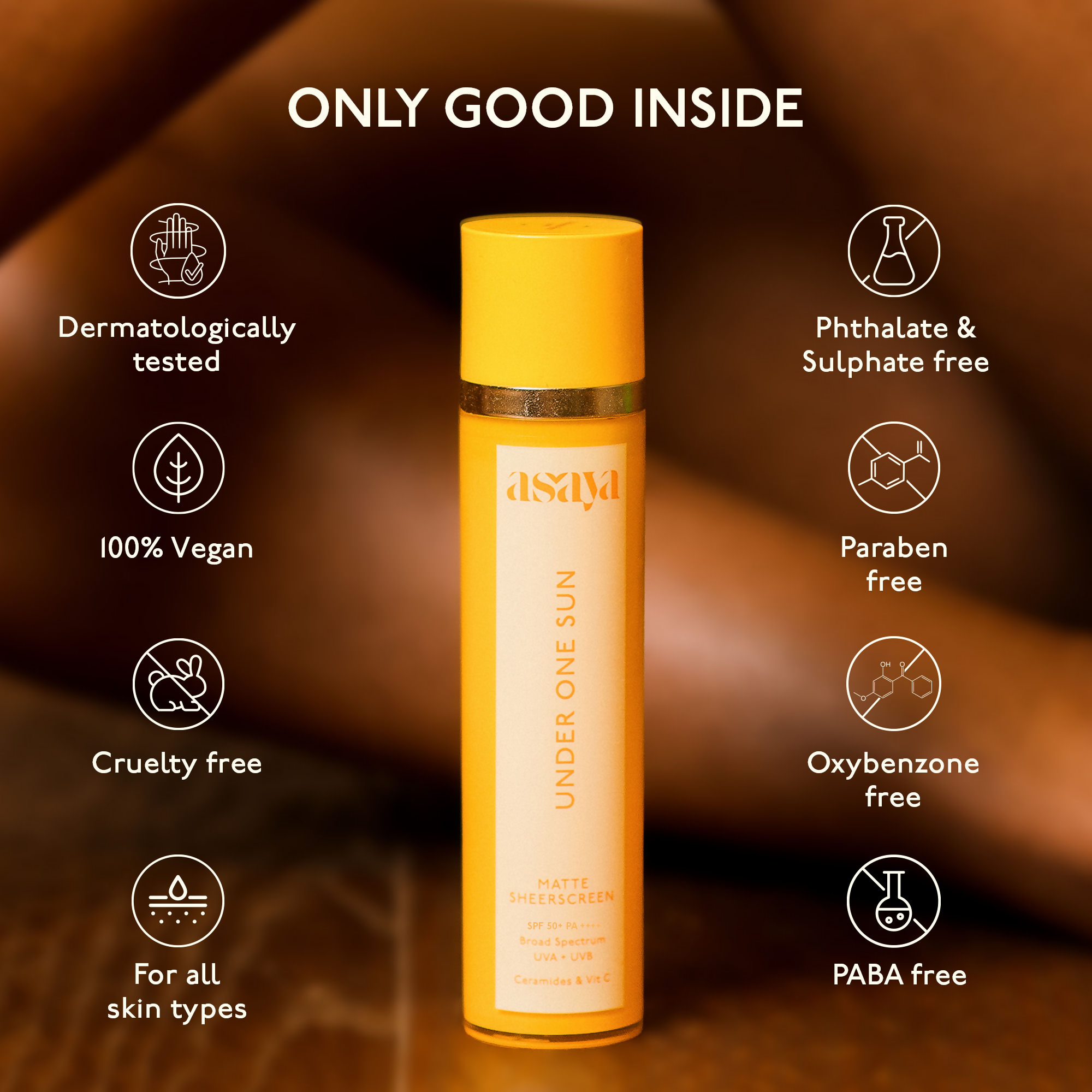 Asaya Vitamin C & Ceramide Sunscreen SPF 50+ PA++++, Invisible Gel Sunscreen For Face