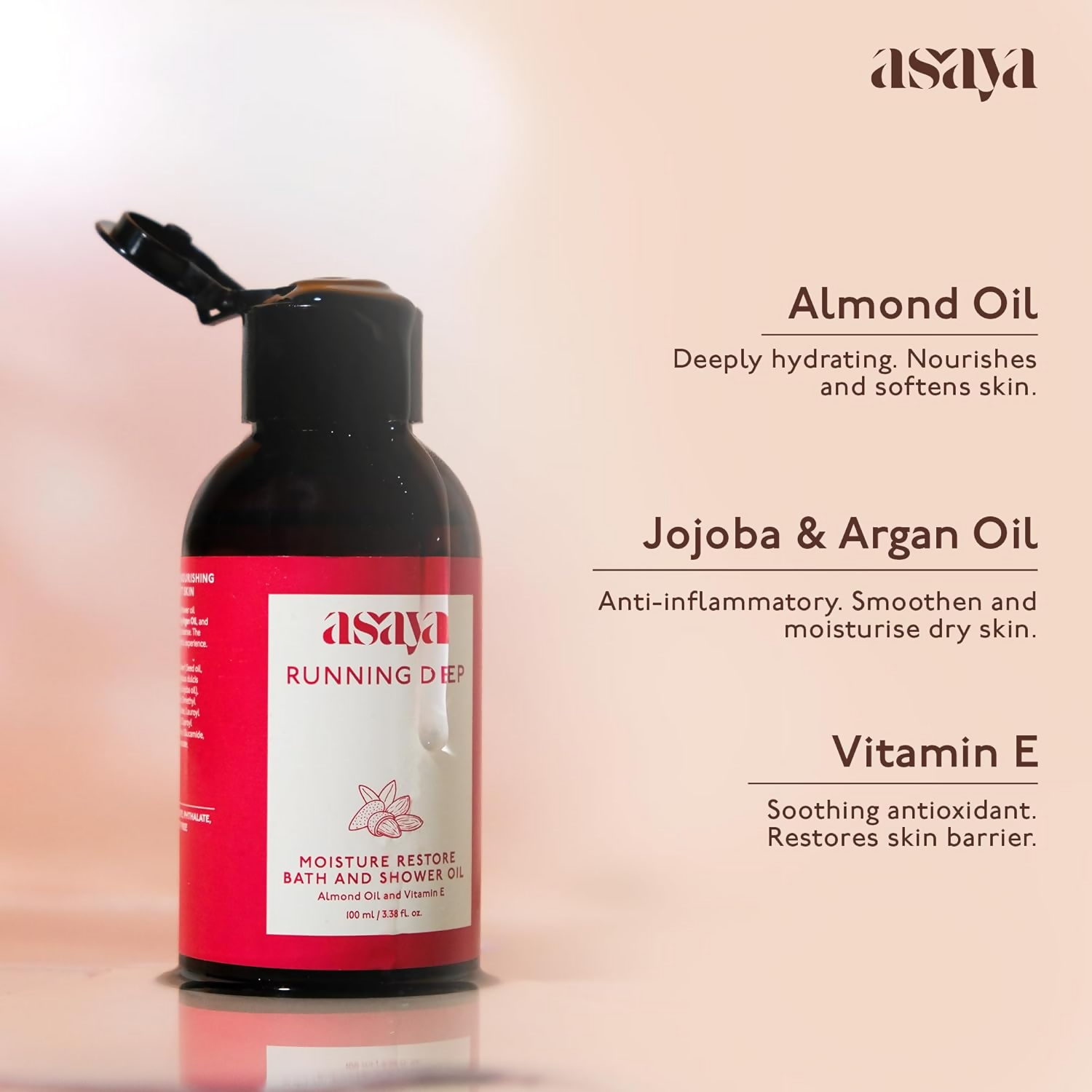 Asaya Deep Moisture Bath & Shower Oil Rejuvenates & Hydrates For All Skin Types