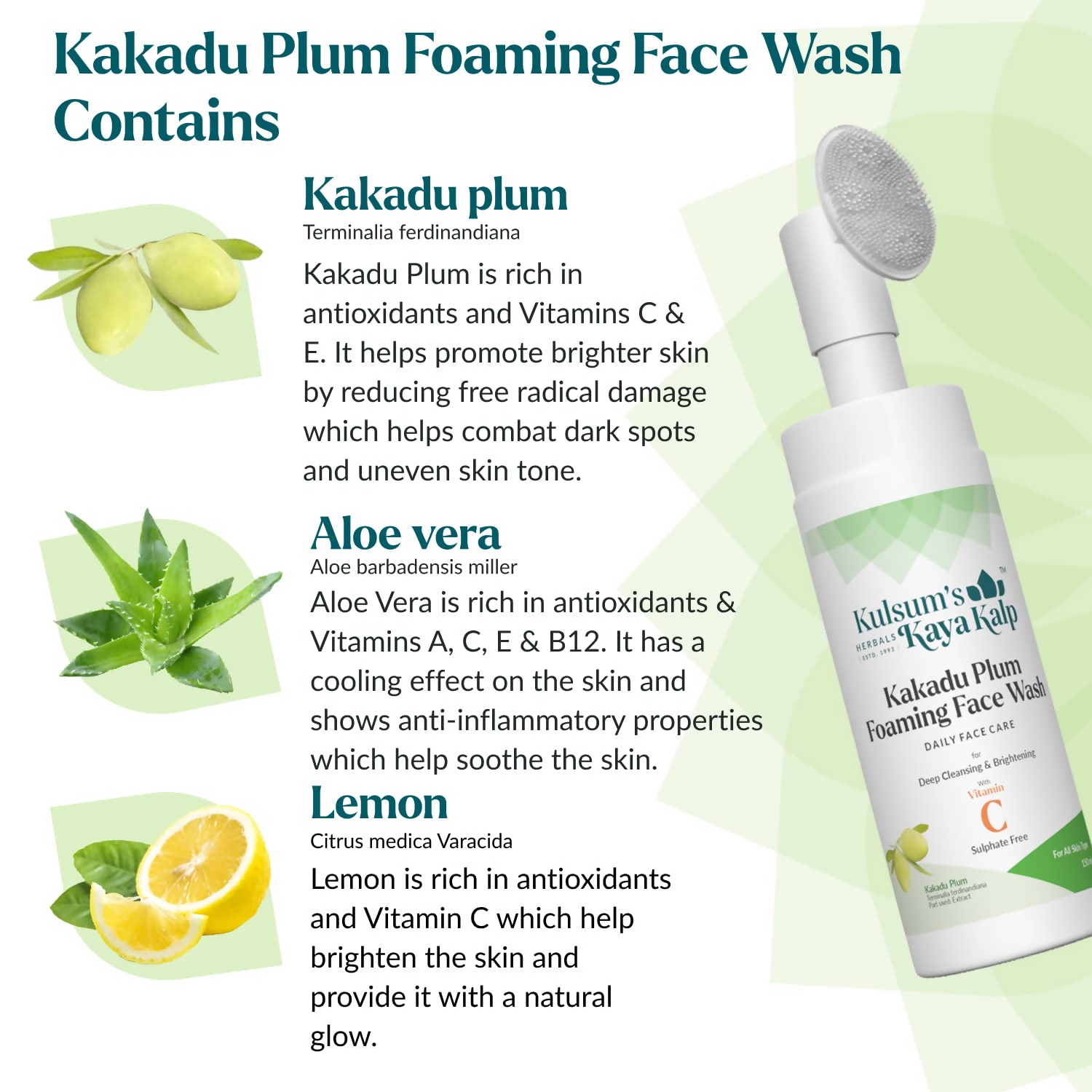 Kulsum's Kaya Kalp Kakadu Plum Foaming Face Wash For Deep Cleansing & Brightening