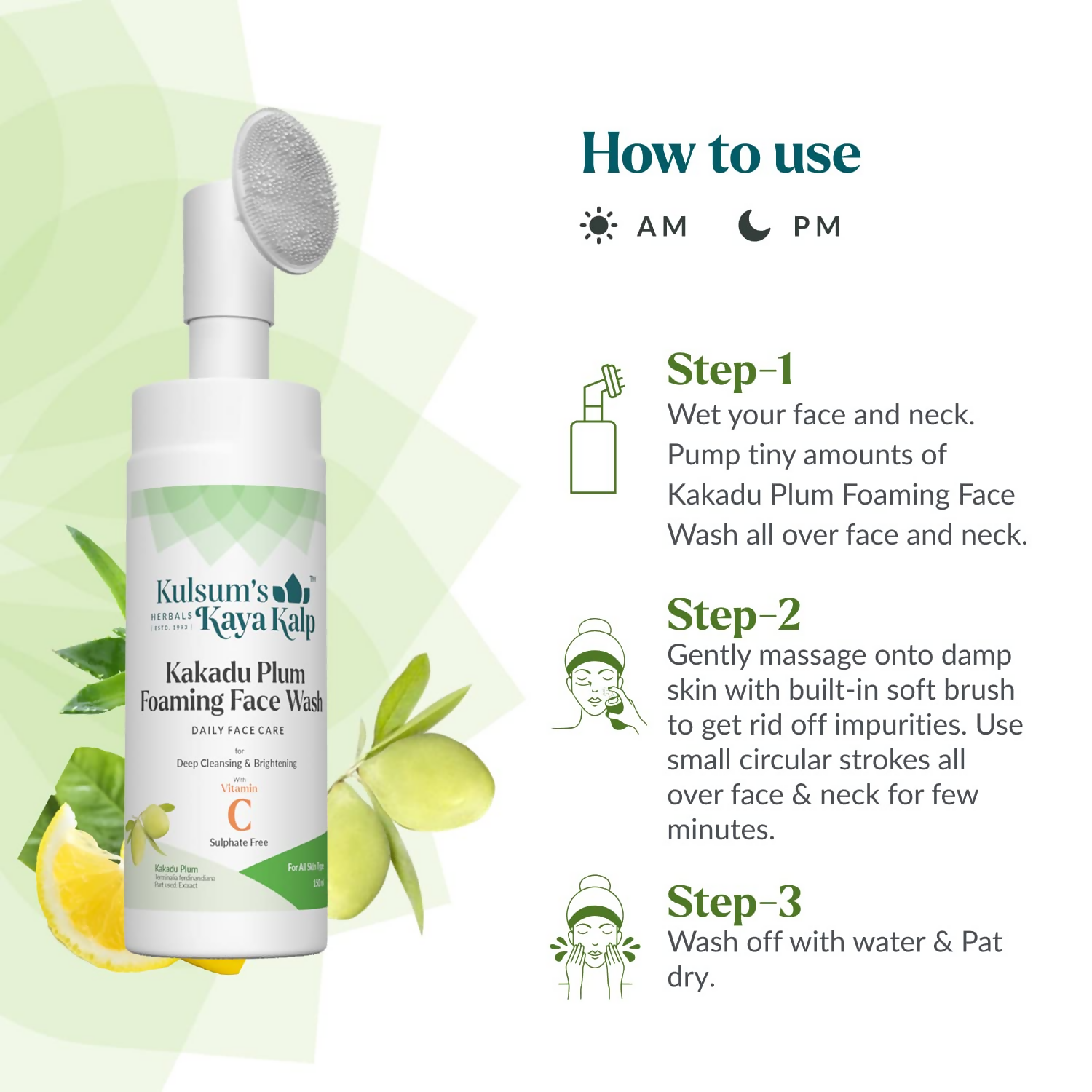 Kulsum's Kaya Kalp Kakadu Plum Foaming Face Wash For Deep Cleansing & Brightening