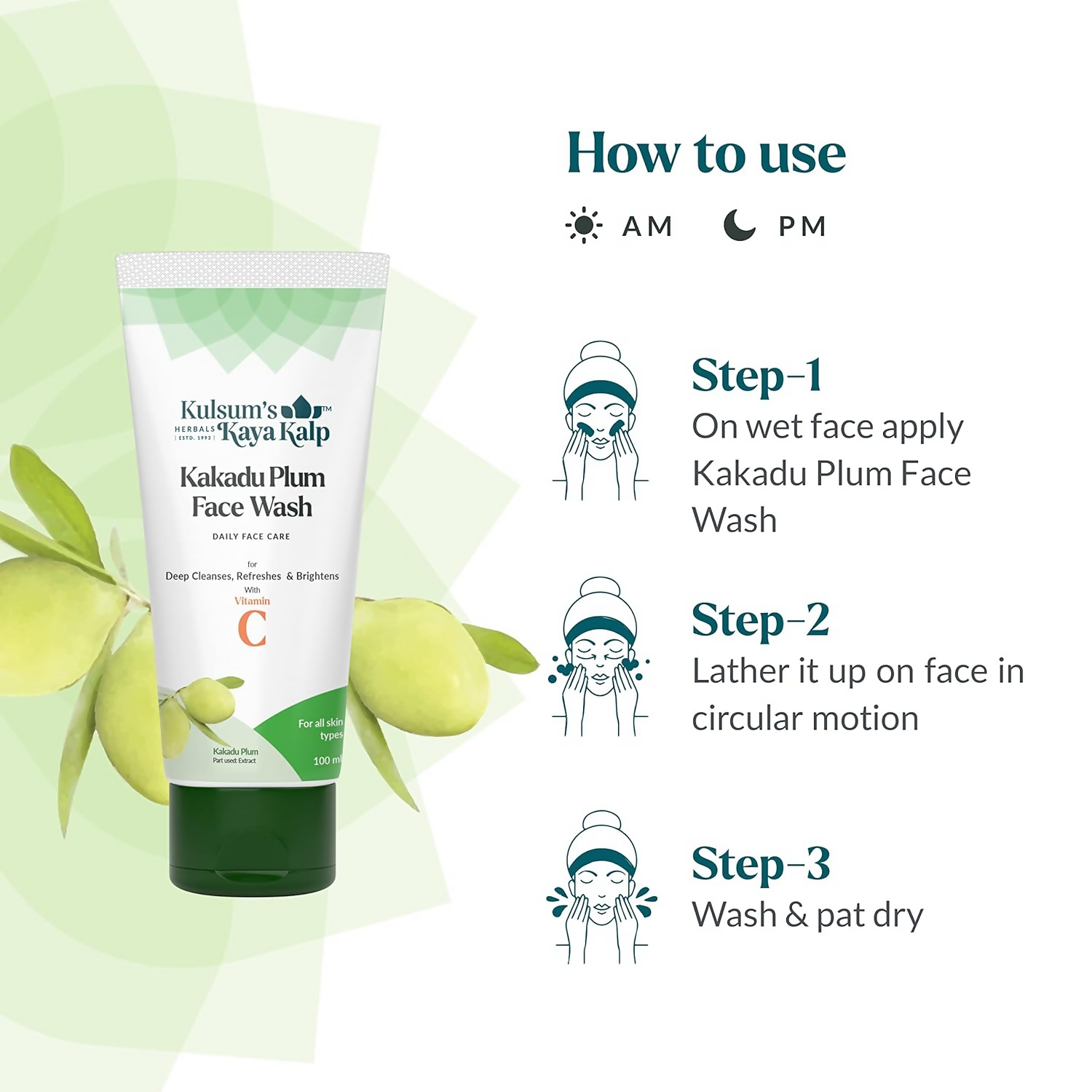 Kulsum's Kaya Kalp Kakadu Plum Face Wash Daily Face Care For Deep Cleanses,Refreshes & Brightens With Vitamin C