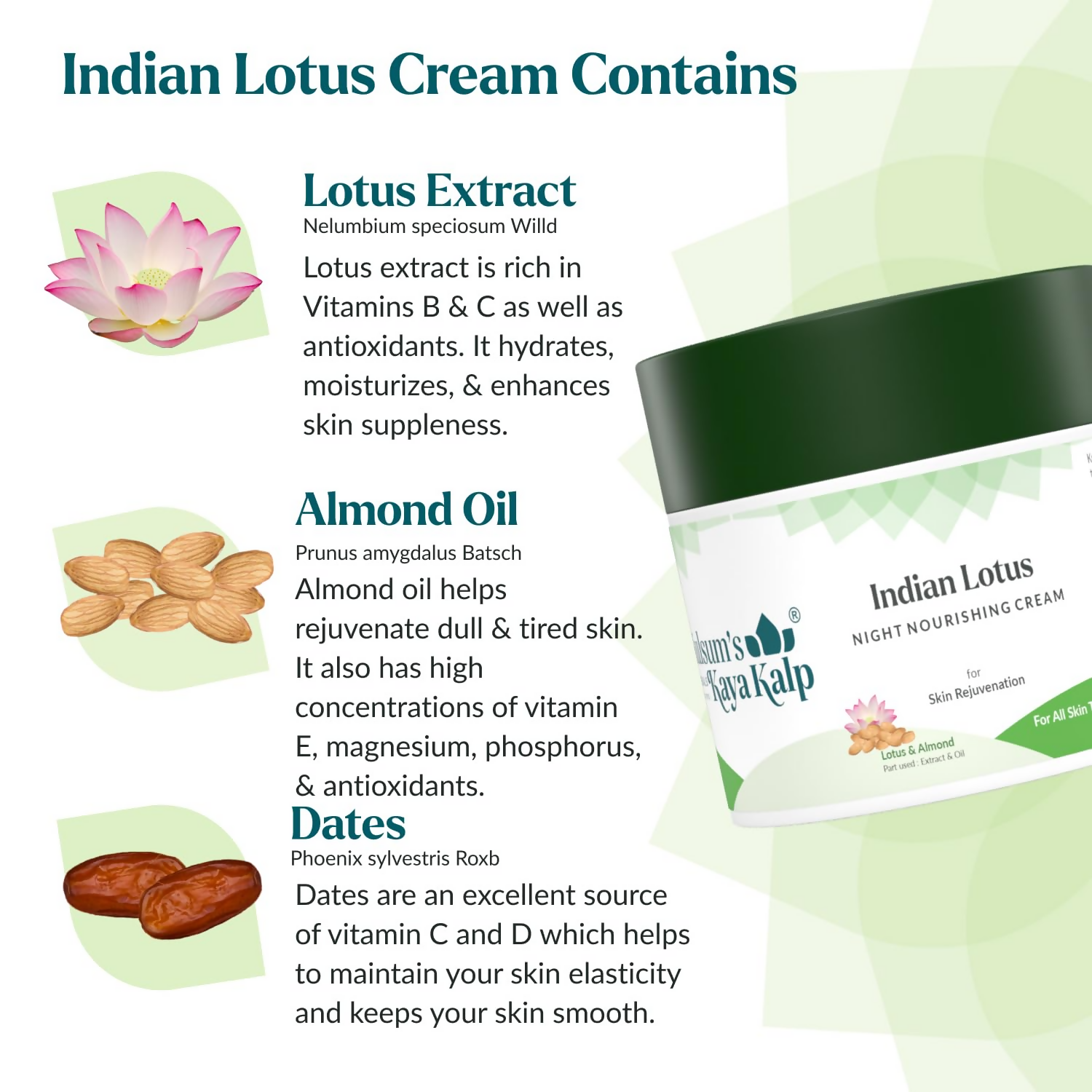 Kulsum's Kaya Kalp Indian Lotus Night Nourishing Cream For Skin Rejuvenation