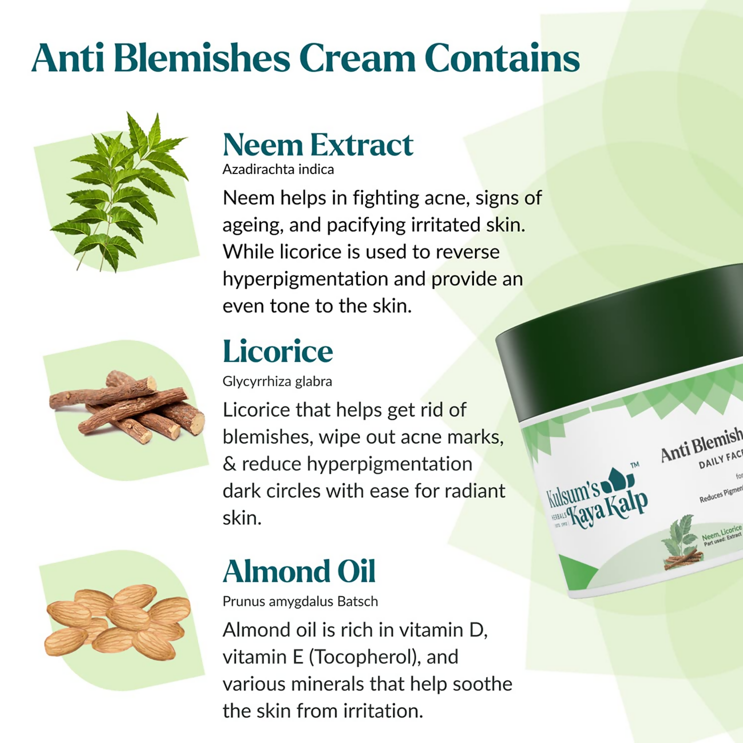 Kulsum's Kaya Kalp Anti-Blemishes Cream Daily Face Care For Reduced Pigmentation & Dark Circles