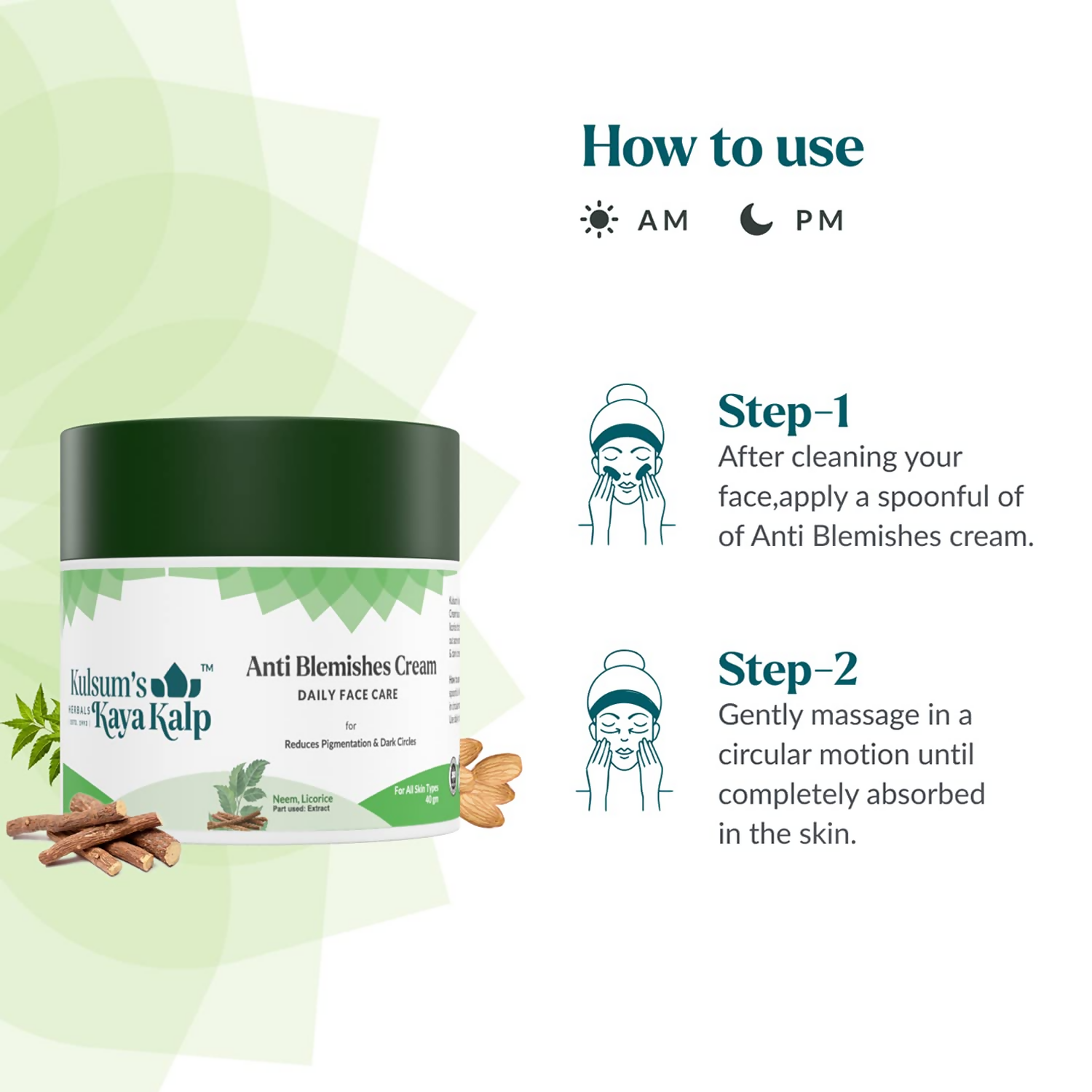 Kulsum's Kaya Kalp Anti-Blemishes Cream Daily Face Care For Reduced Pigmentation & Dark Circles