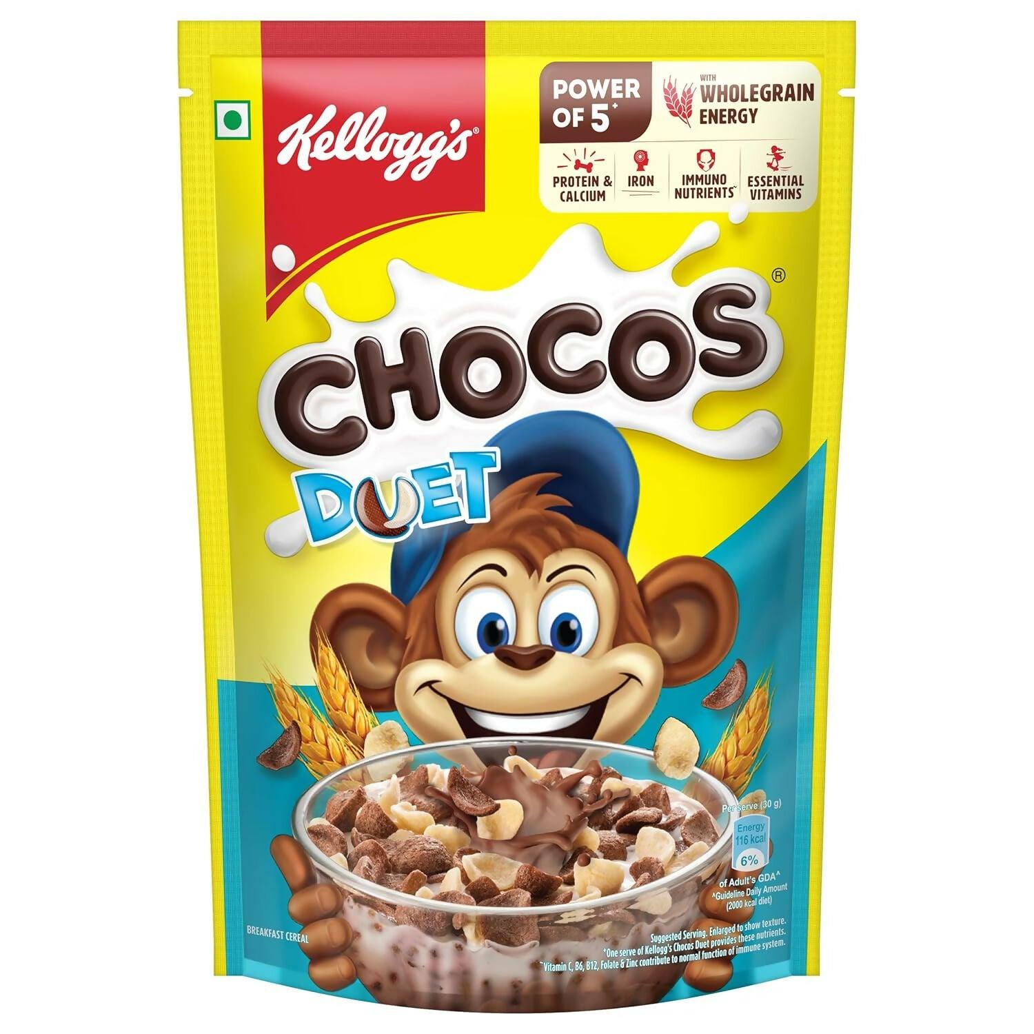 Kellogg's Multigrain Chocos Duet, Breakfast Cereal for Kids, Source of Calcium, High in Protein, with 10 Essential Vitamins & Minerals