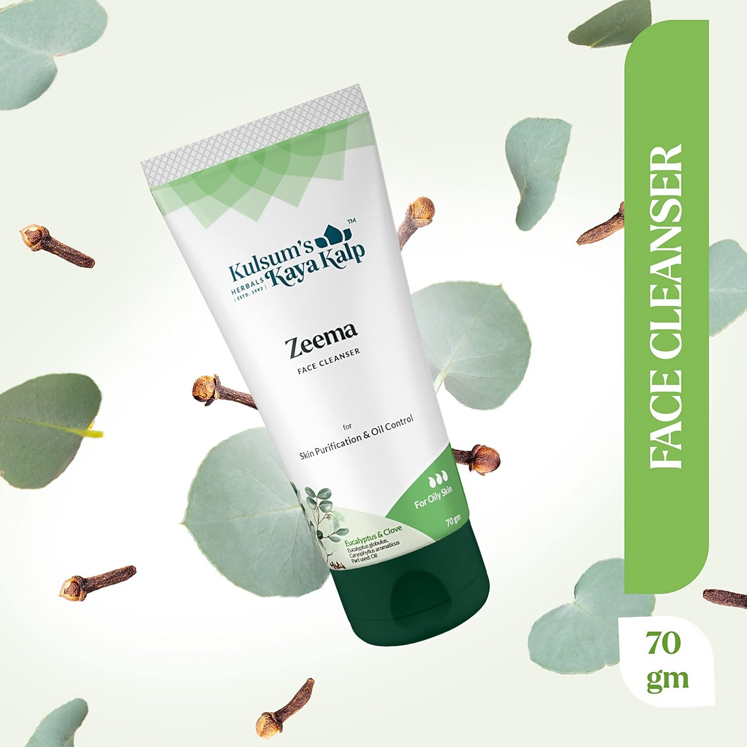 Kulsum's Kaya Kalp Zeema Face Cleanser For Skin Purification & Oil Control With Eucalyptus & Clove