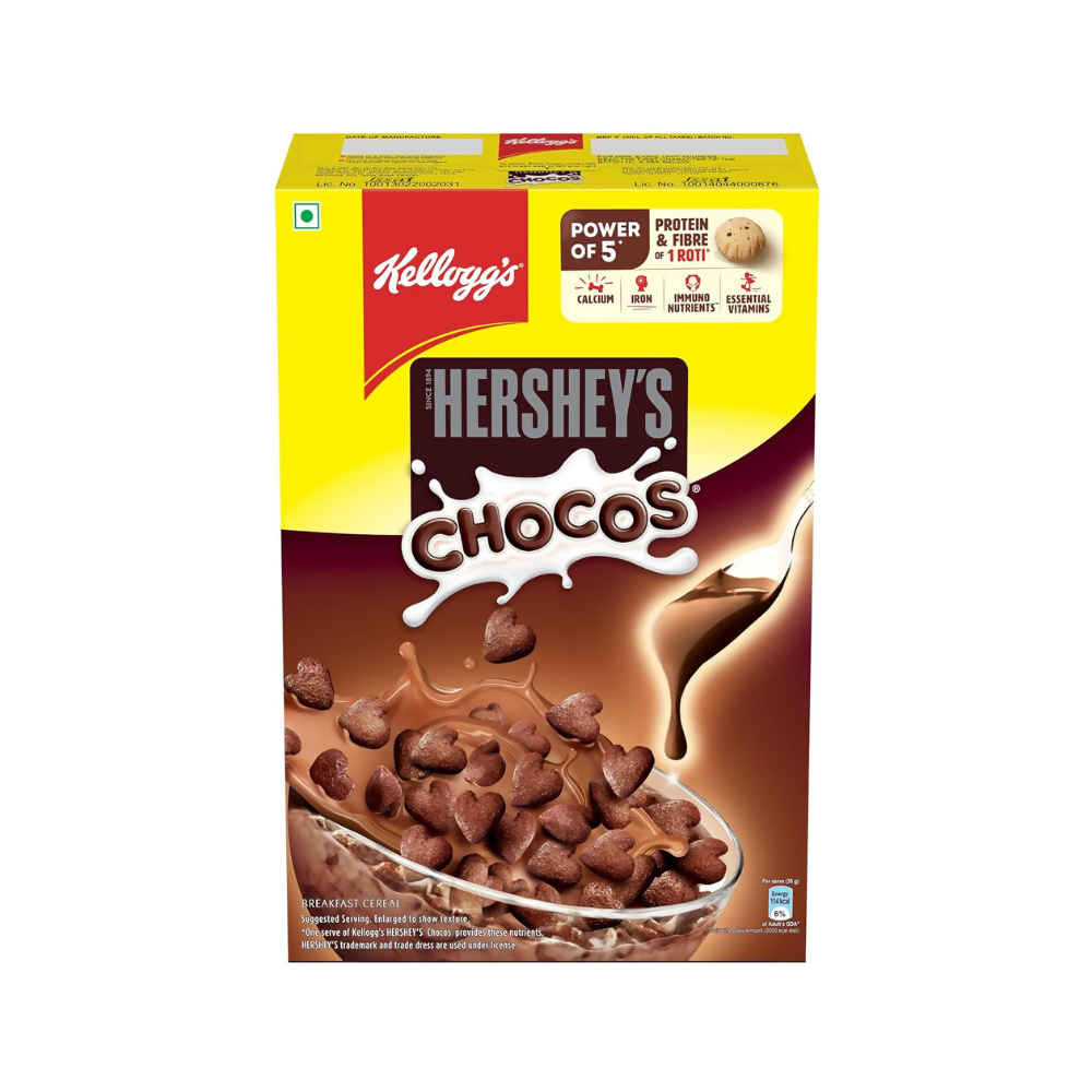 Kellogg’s HERSHEY’S Chocos with Power of 5+, Chocolatey Breakfast Cereal for Kids