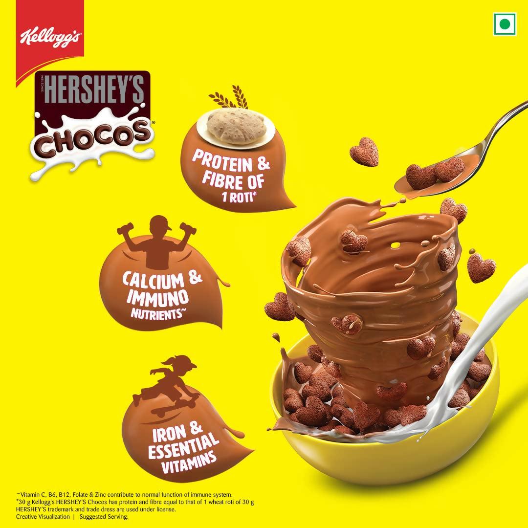 Kellogg’s HERSHEY’S Chocos with Power of 5+, Chocolatey Breakfast Cereal for Kids