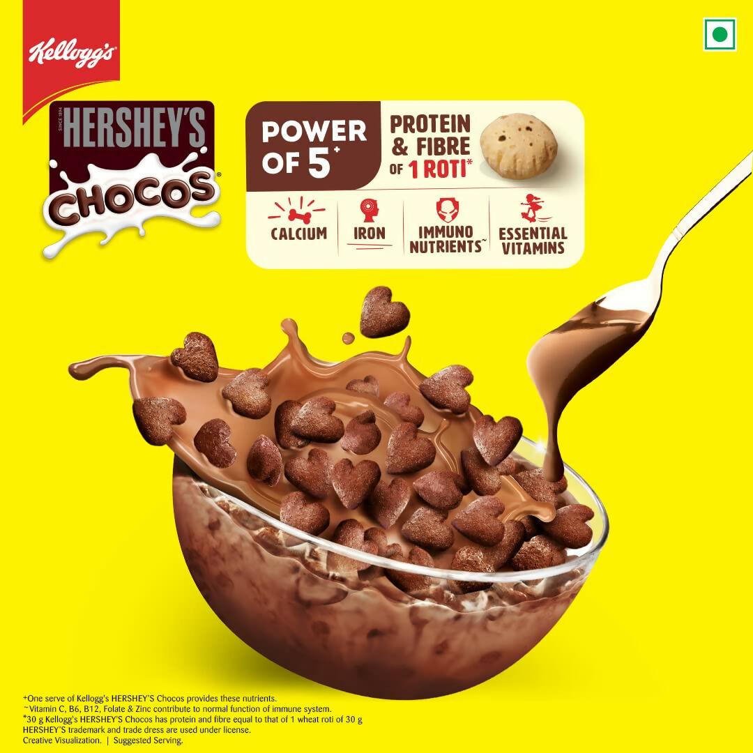 Kellogg’s HERSHEY’S Chocos with Power of 5+, Chocolatey Breakfast Cereal for Kids