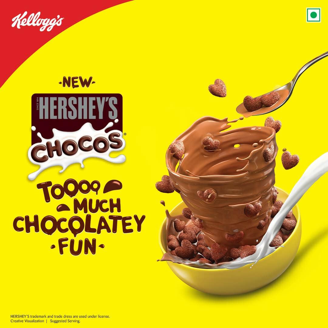 Kellogg’s HERSHEY’S Chocos with Power of 5+, Chocolatey Breakfast Cereal for Kids