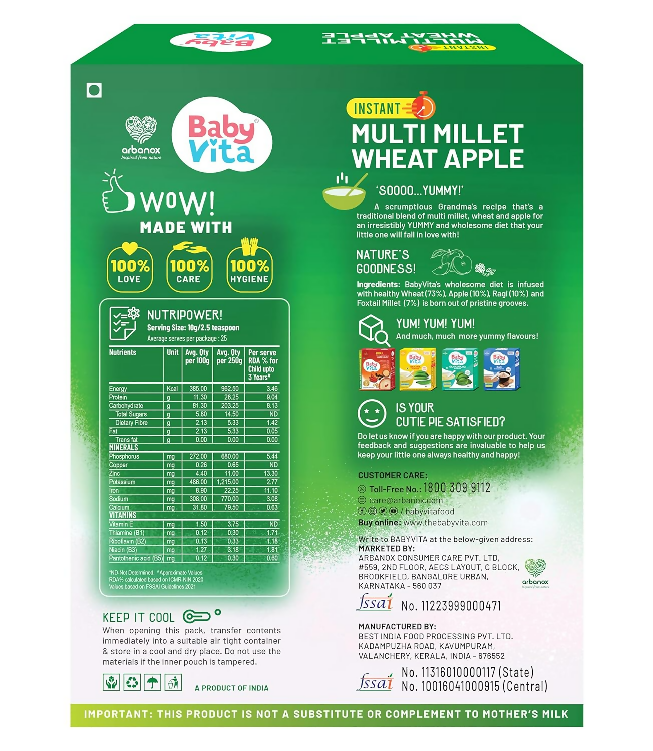 Babyvita Multi Millet Wheat Apple Powder