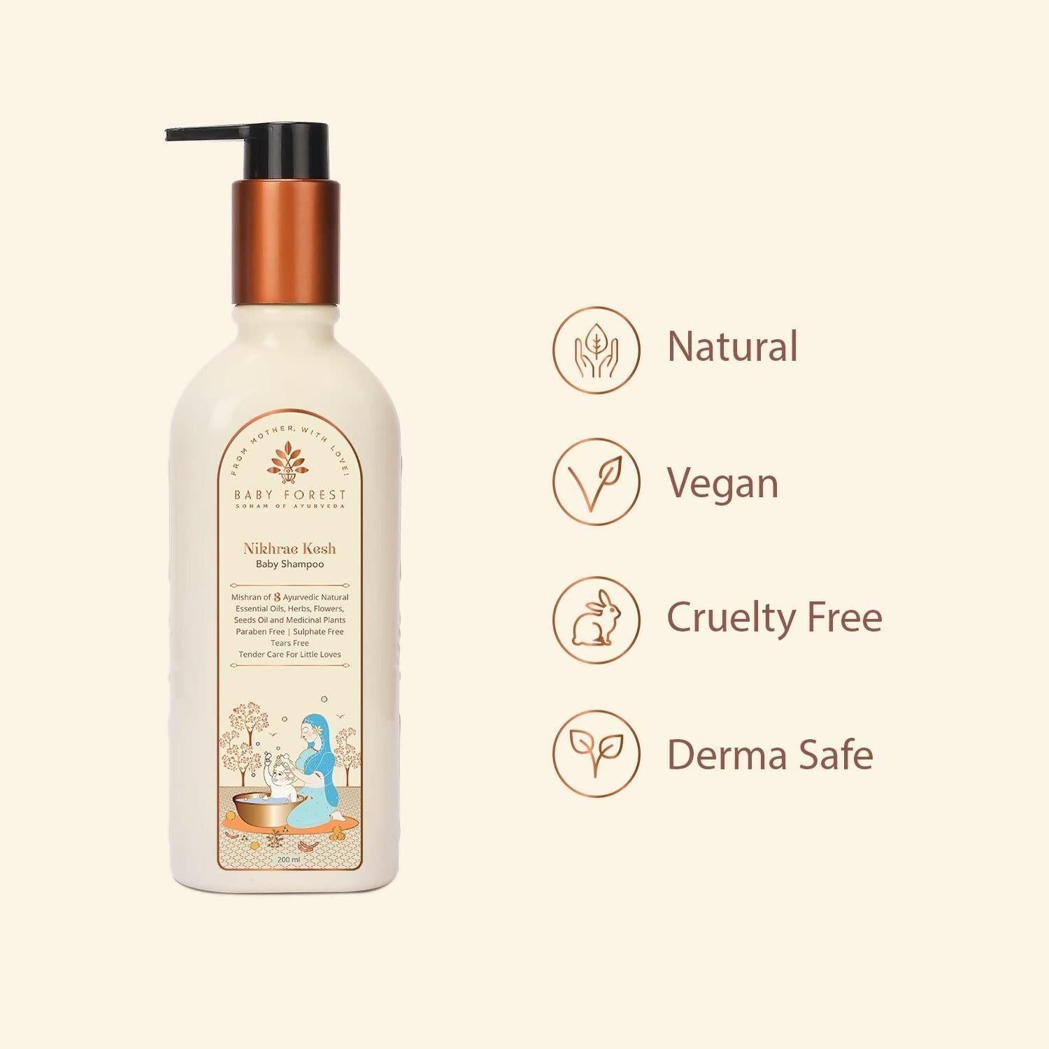 Baby Forest Nikhrae Kesh Baby Shampoo Contains 8 Ayurvedic Natural Essential Oils, Herbs, Flowers, Seeds oil