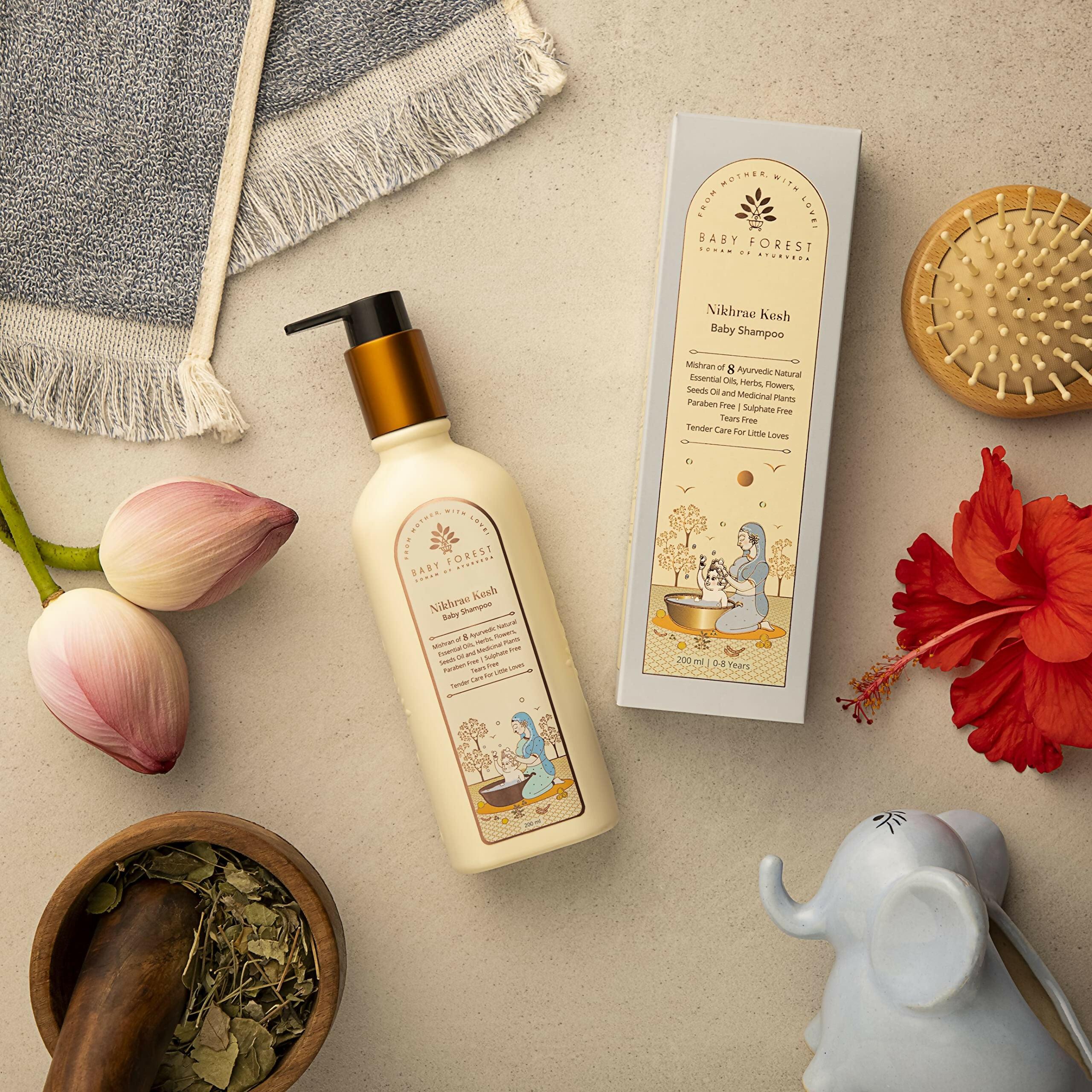 Baby Forest Nikhrae Kesh Baby Shampoo Contains 8 Ayurvedic Natural Essential Oils, Herbs, Flowers, Seeds oil