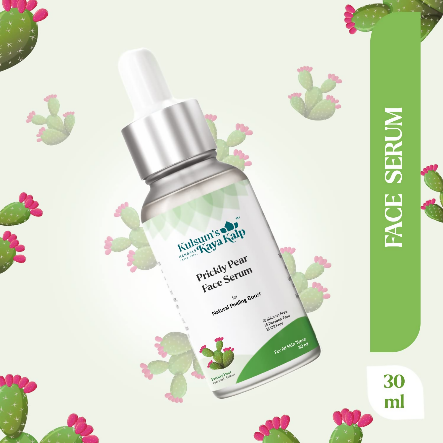 Kulsum's Kaya Kalp Prickly Pear Face Serum For Natural Peeling Boost