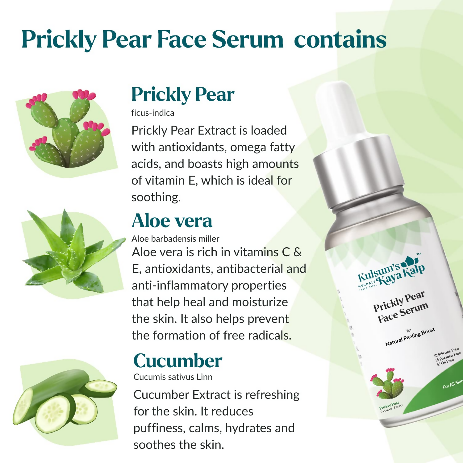 Kulsum's Kaya Kalp Prickly Pear Face Serum For Natural Peeling Boost