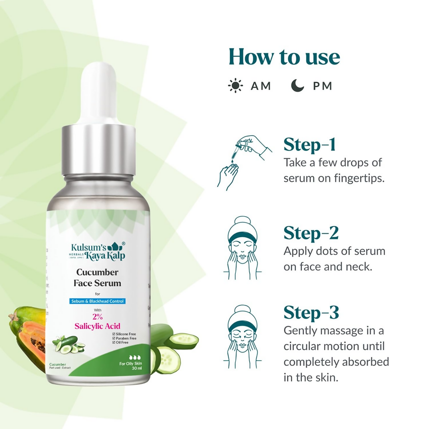 Kulsum's Kaya Kalp Cucumber Face Serum For Sebum & Blackhead Control