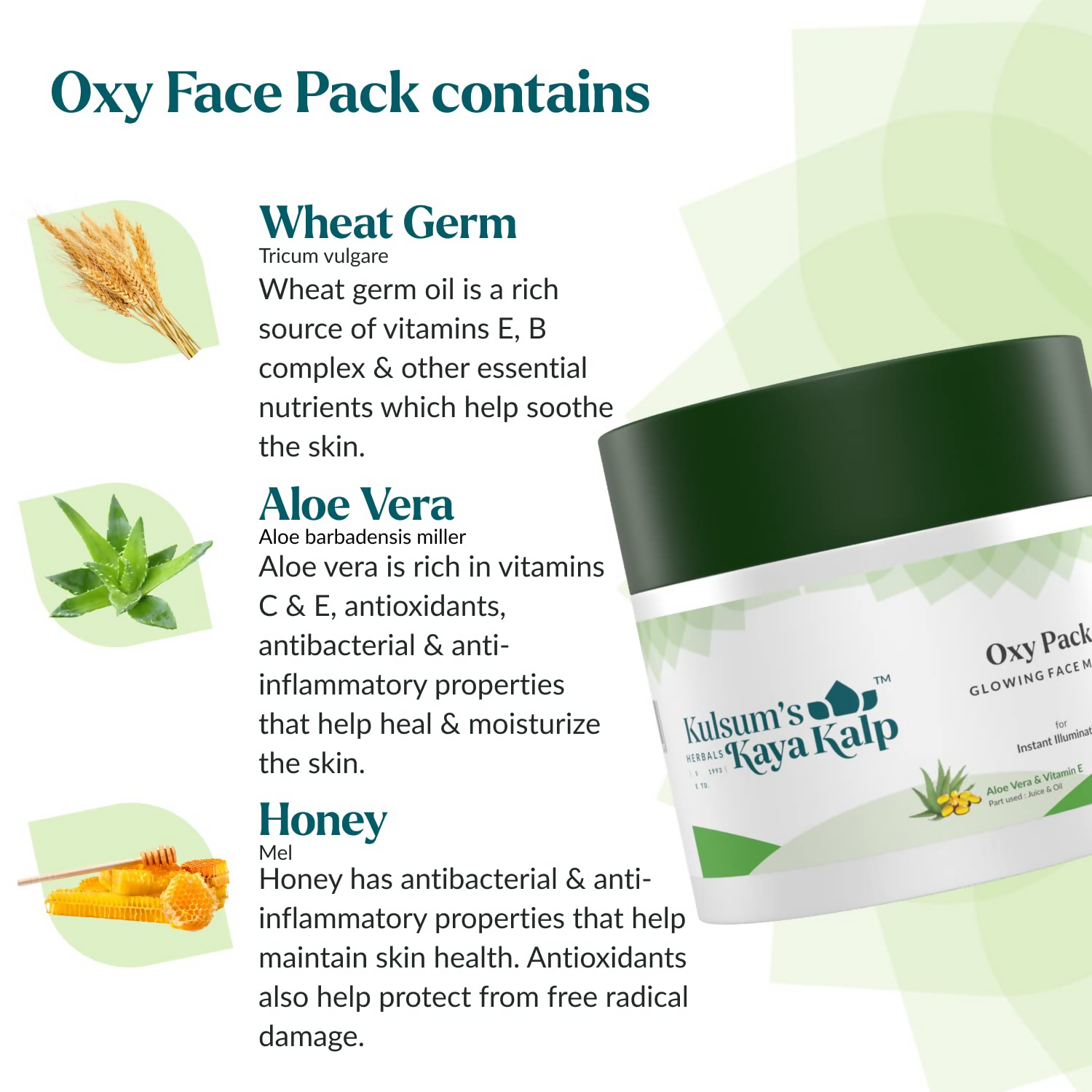 Kulsum's Kaya Kalp Oxy Pack With Wheat Germ Oil For Natural Glow & Hydration