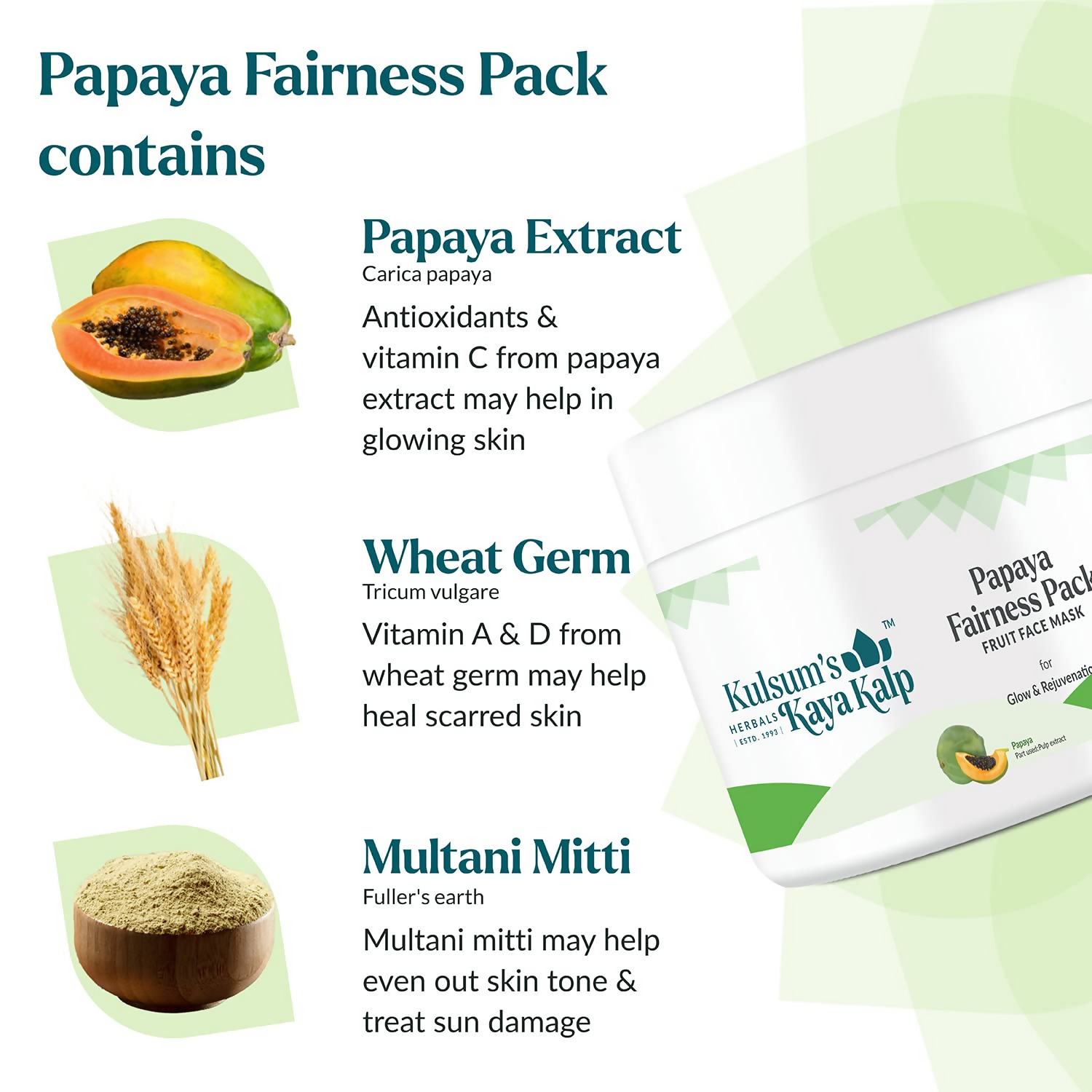 Kulsum's Kaya Kalp Papaya Fairness Pack For Glow & Rejuvenation
