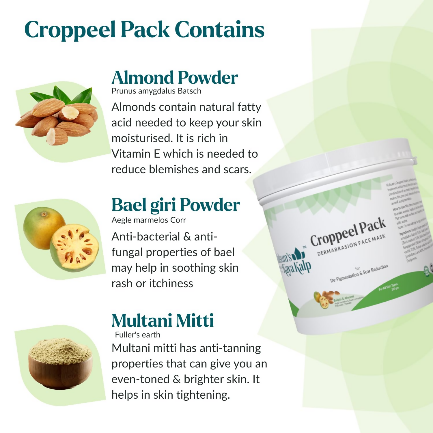 Kulsum's Kaya Kalp Croppeel Pack For De-pigmentation & Scar Reduction