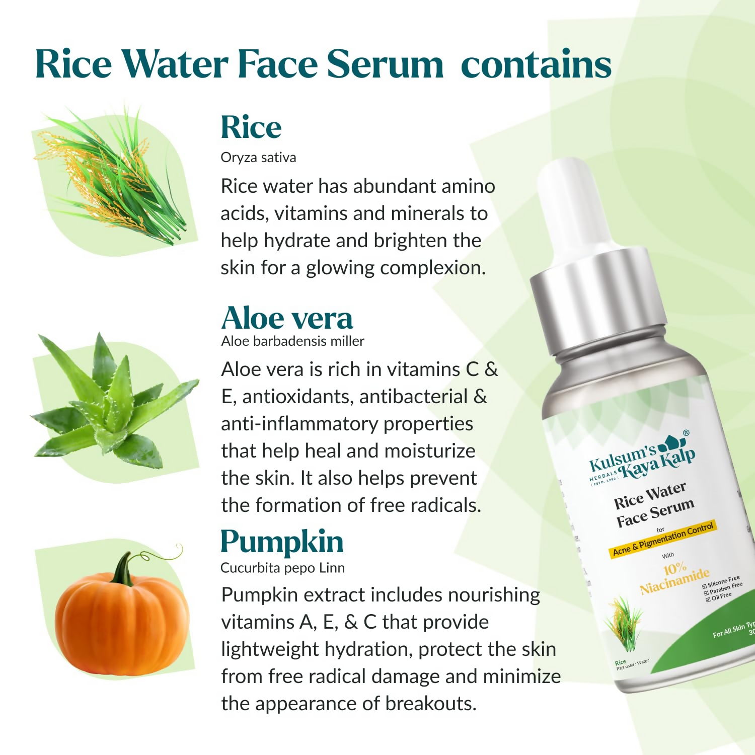 Kulsum's Kaya Kalp Rice Water Face Serum For Acne & Pigmentation Control