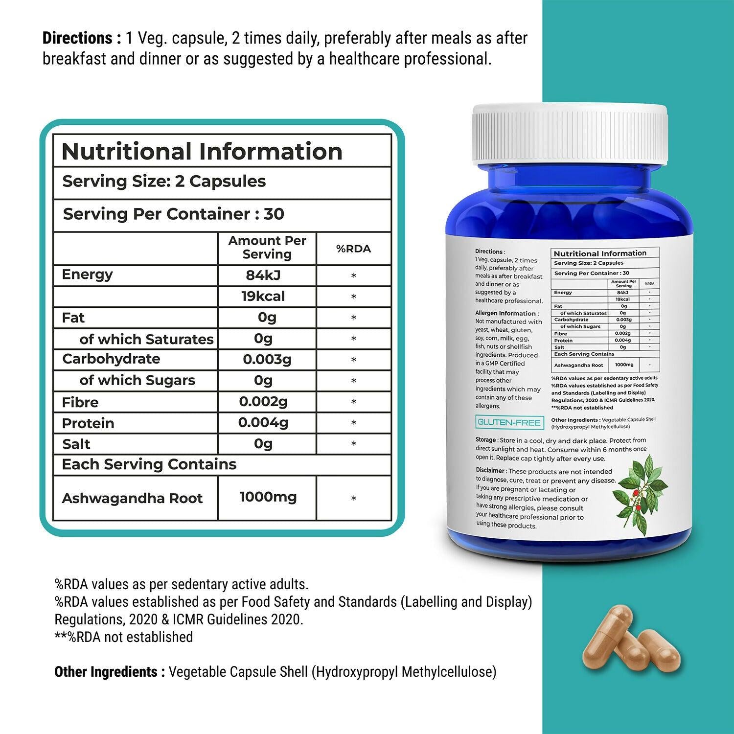 Biovitalia Organics Ashwagandha For Stress & Anxiety Relief Capsules