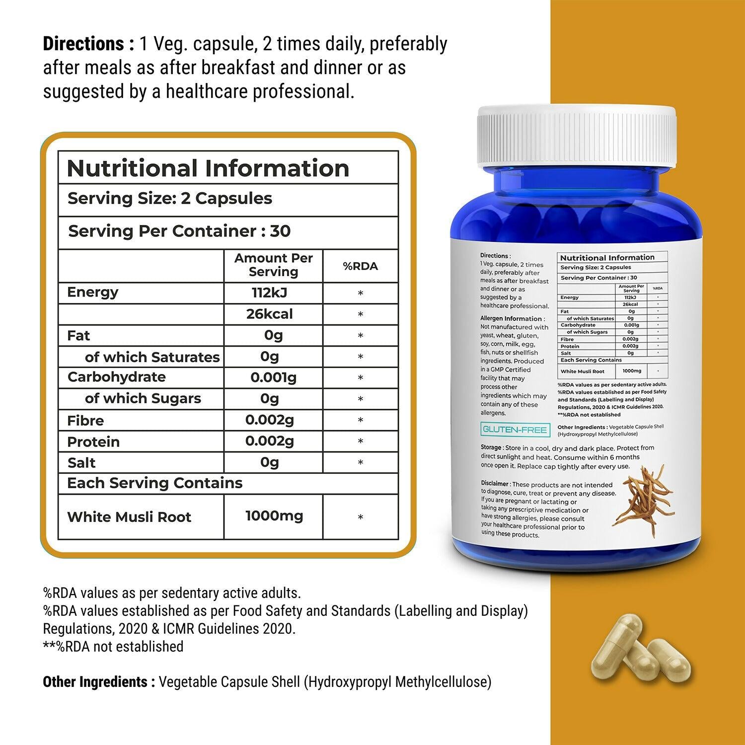 Biovitalia Organics Safed Musli Extract Capsules